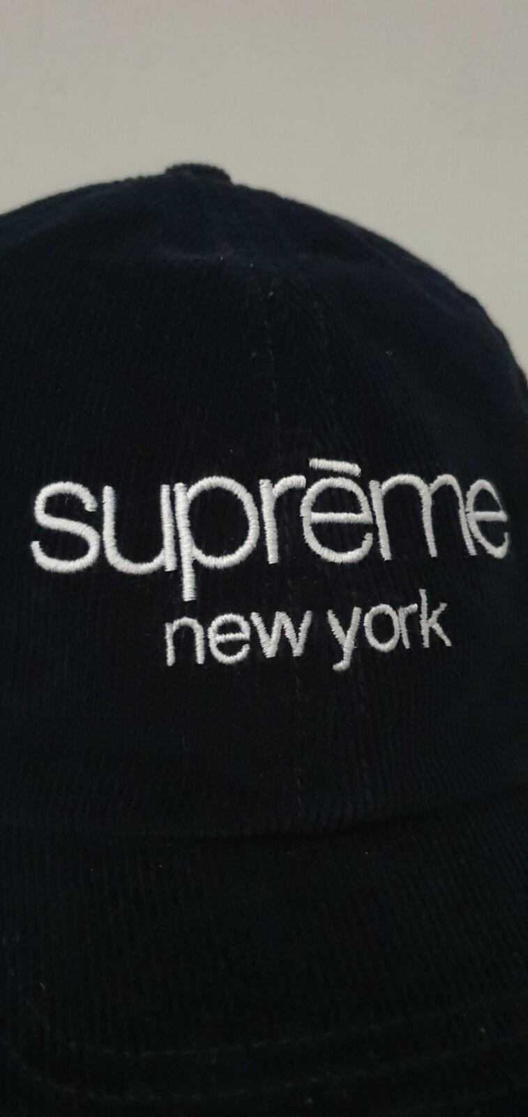 FW21 Supreme GORETEX corduroy Classic Logo 6-panel navy Cap water resistant hat