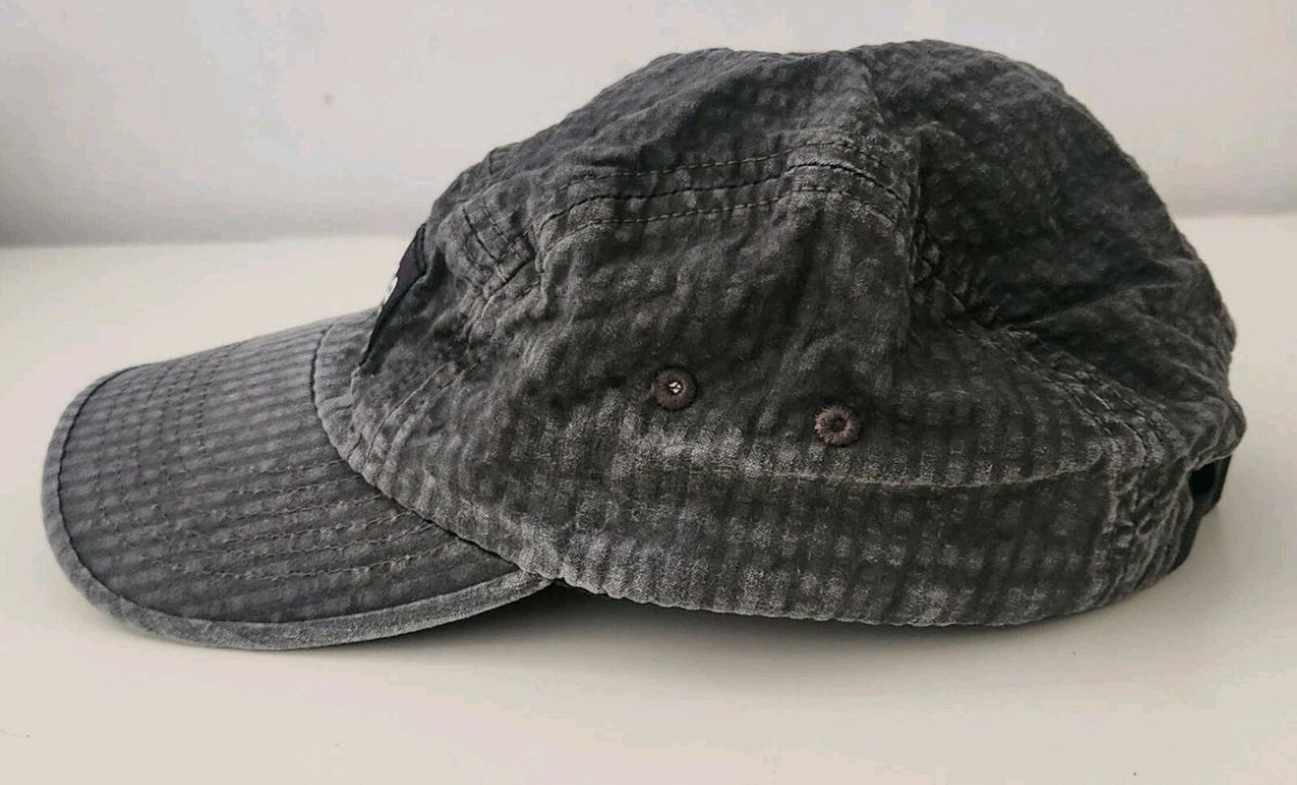 SS22 Supreme Washed Seersucker Camp Cap Black