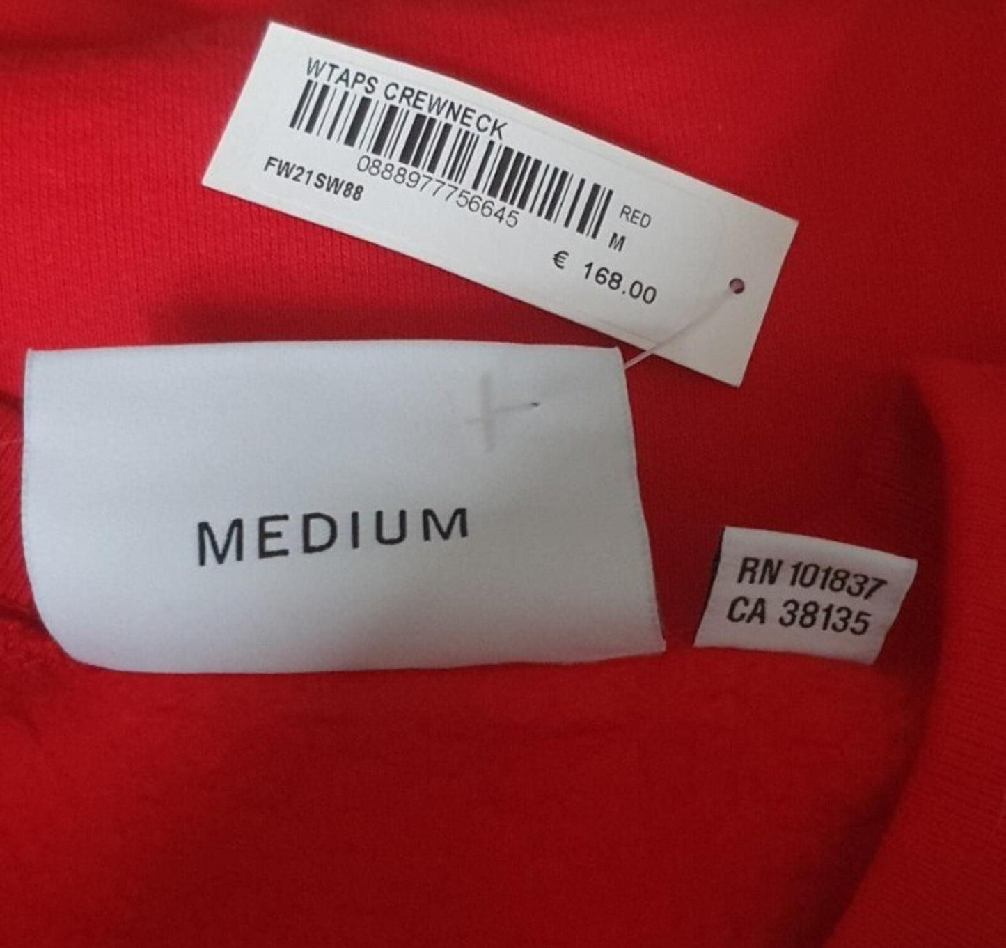 FW21 Supreme x WTAPS crewneck red Sweatshirt size M medium New With Tag Jumper