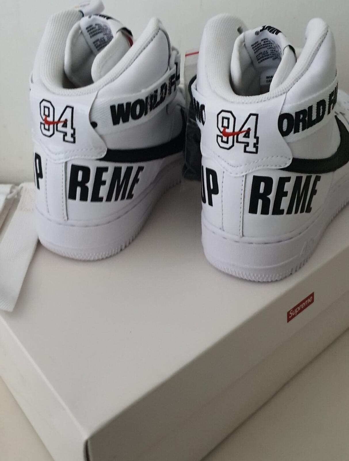 FW14 Supreme Nike Air Force 1 Hi US 9 UK 8 EU 42.5 Sneaker Schuhe Lot Weiß Selten
