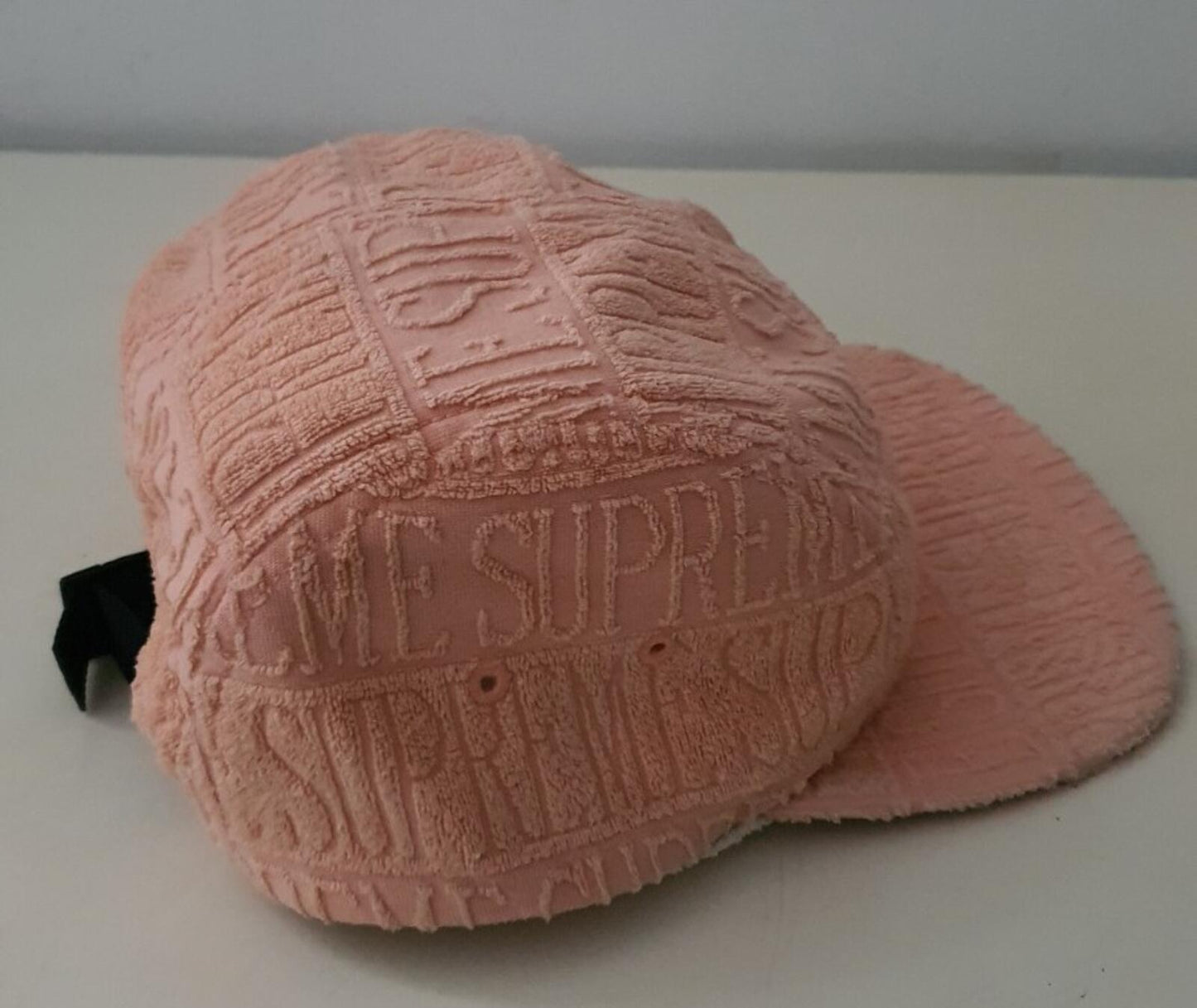 SS17 Supreme Text Stripe Terry Camp Cap Hat peach