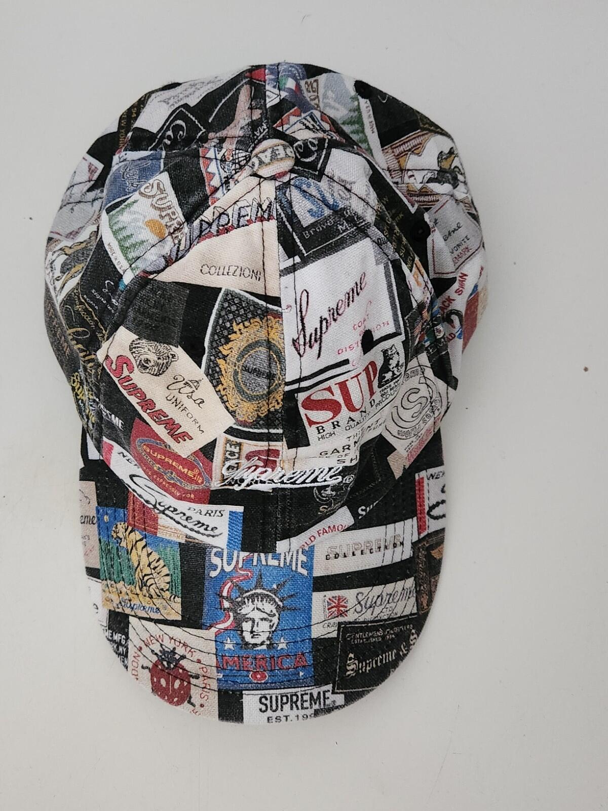 SS21 Supreme Labels 6-panel Black Cap Canvas Hat