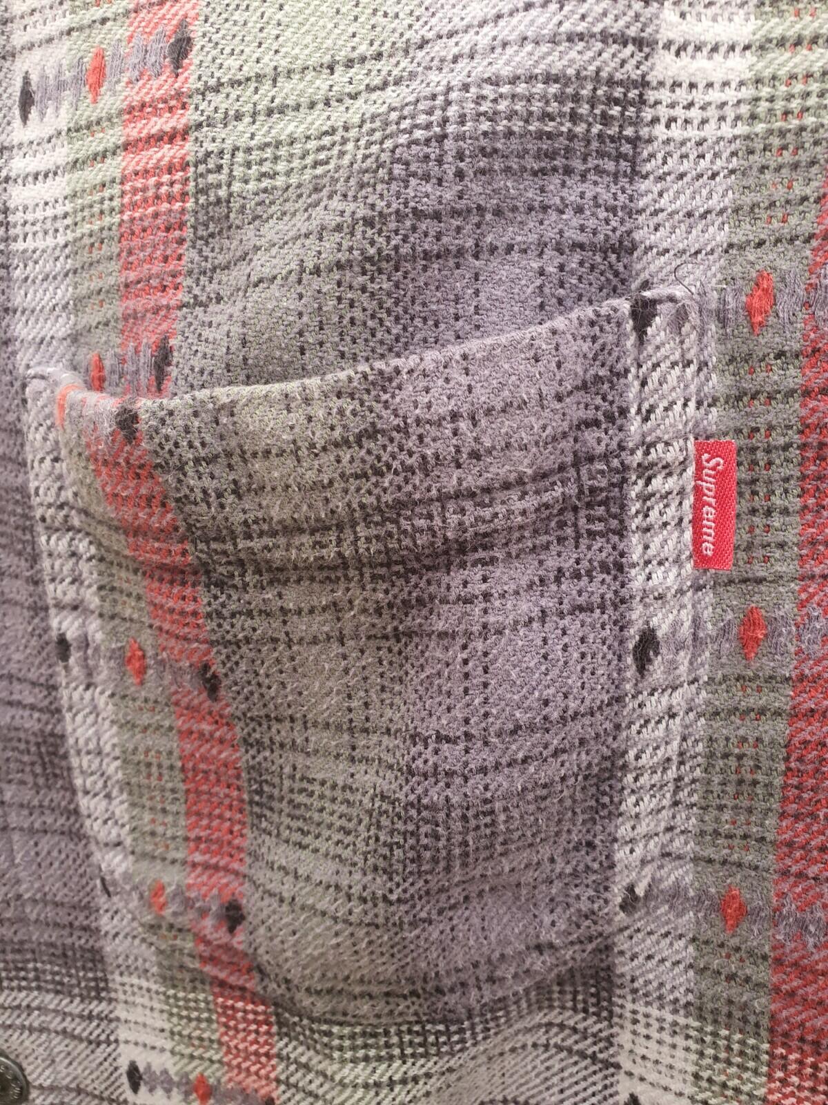 FW18 Supreme Hooded Jacquard Flannel Shirt Navy Size M