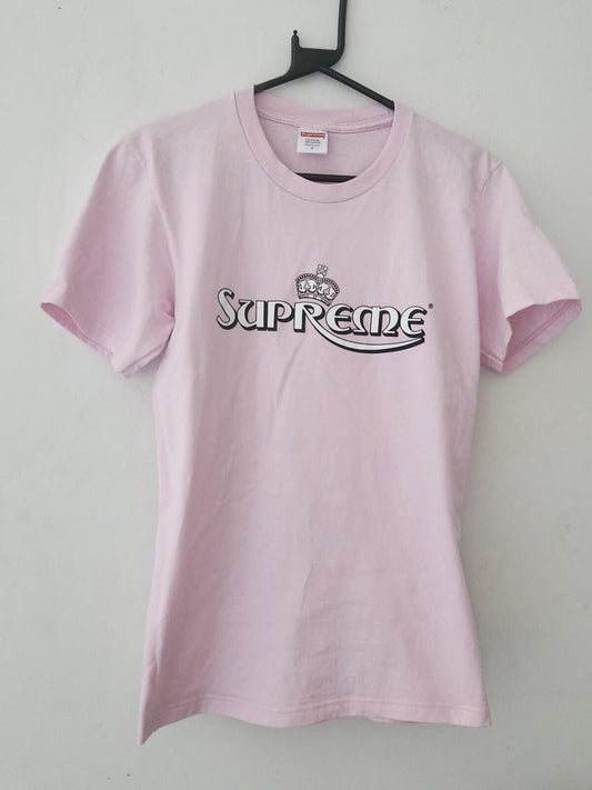 Camiseta Supreme Crown SS23 rosa claro talla S pequeña