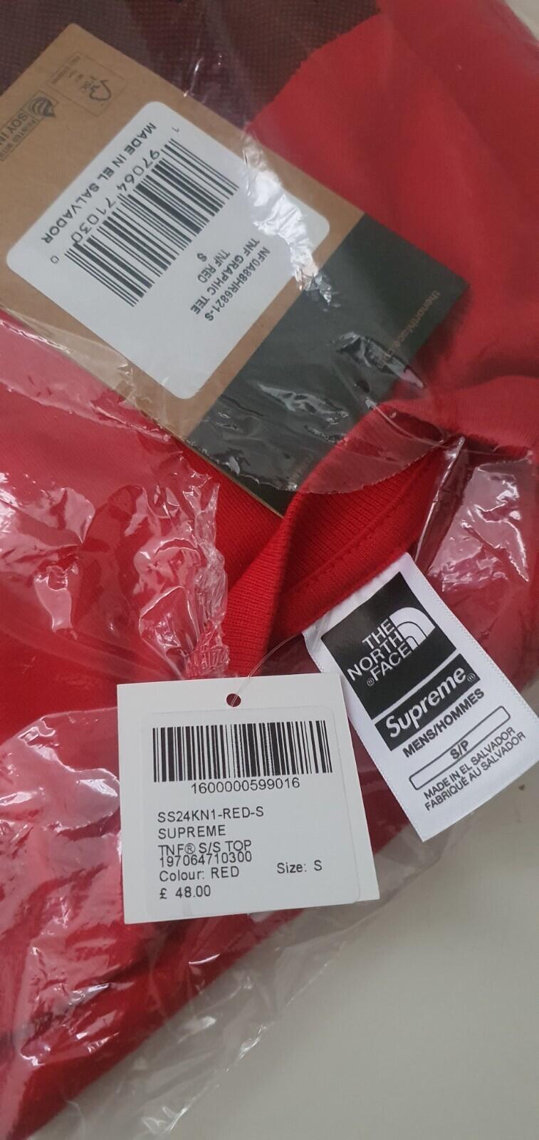 SS24 Supreme x The North Face camiseta de manga corta talla S pequeña roja