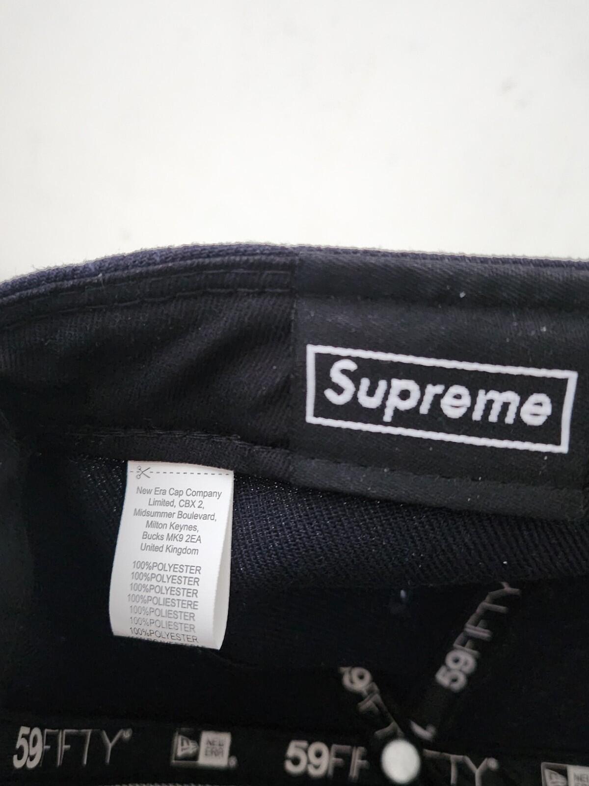 FW21 Supreme Undisputed Box Logo New Era Größe 7 1/4 Marineblau Cap Mütze Snapback Neu