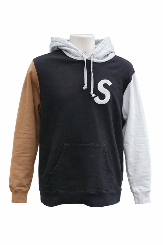 Sudadera con capucha color block Supreme S Logo SS19, negra, talla M