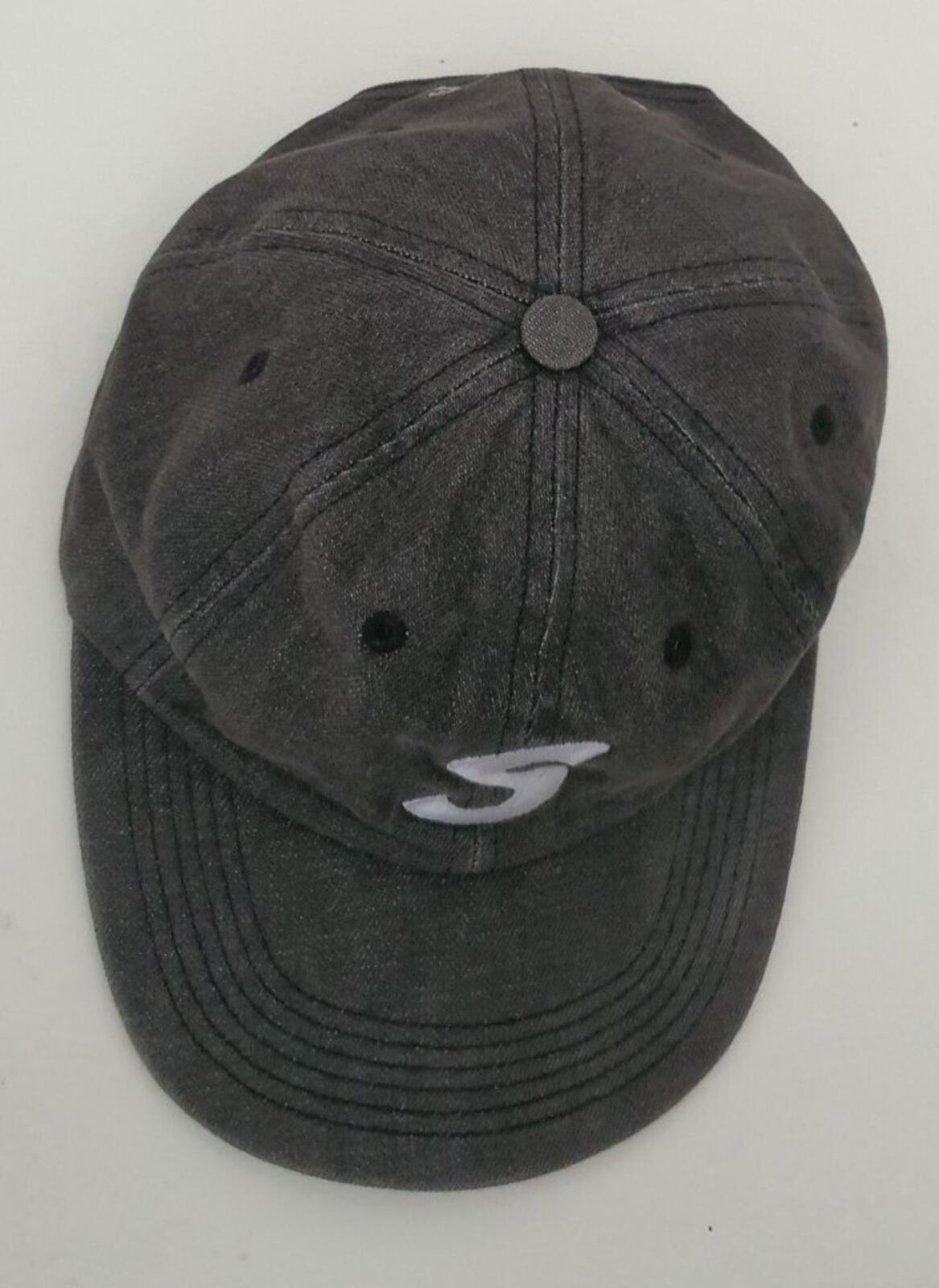SS17 Supreme Washed Denim S Logo 6 Panel cap black hat grey