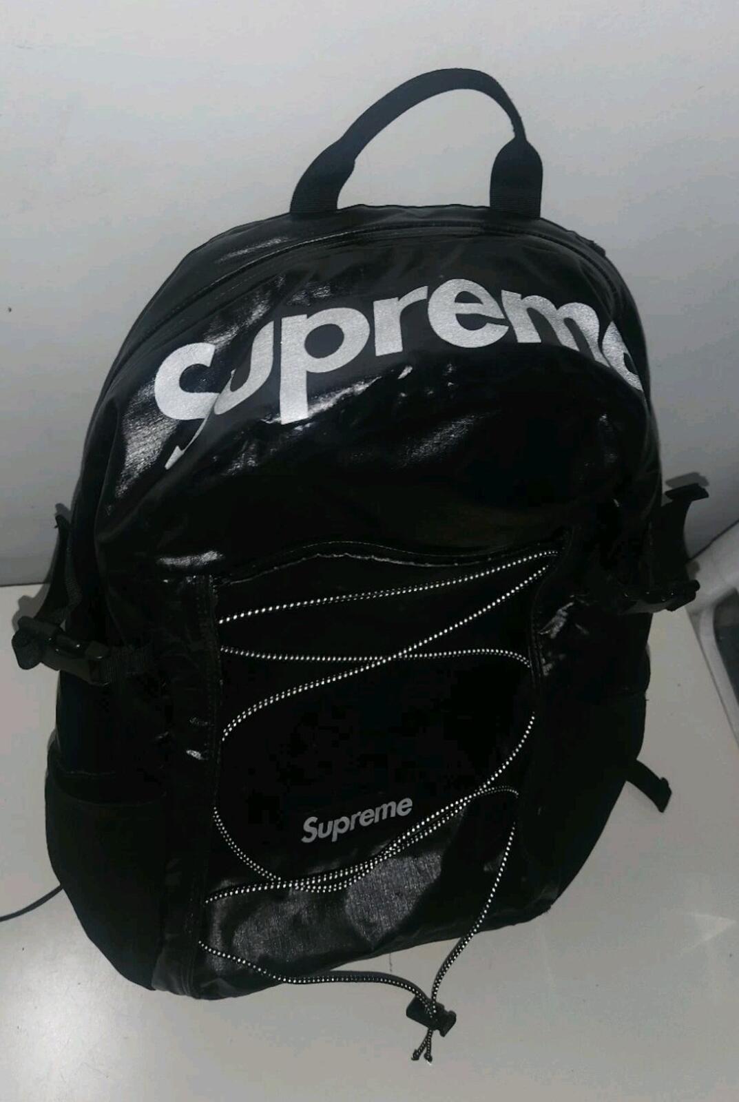 FW17 Supreme black backpack Cordura Fabric box logo Reflective text 20L Bag