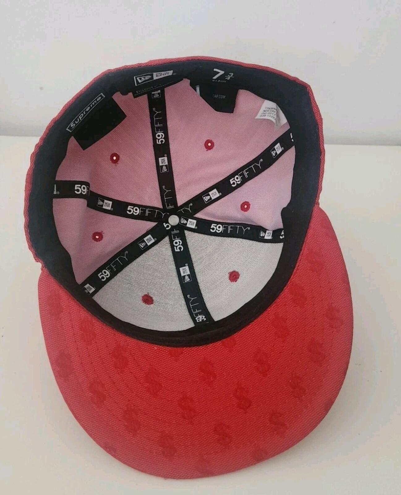SS18 Supreme Monogram Box Logo New Era 7 3/4 Red cap baseball hat snapback $