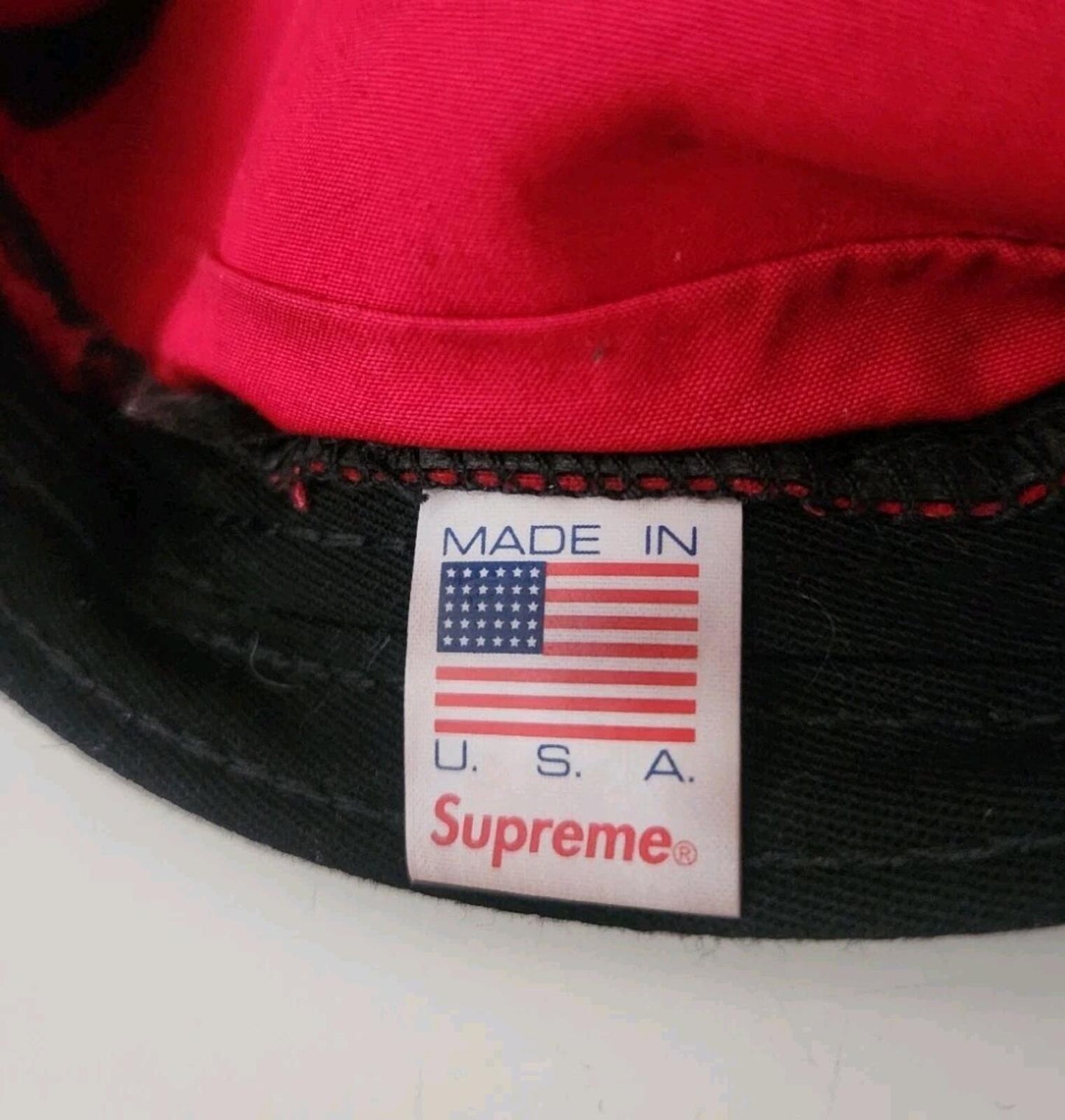 FW18 Supreme Side Panel Camp Cap red big logo hat made in USA