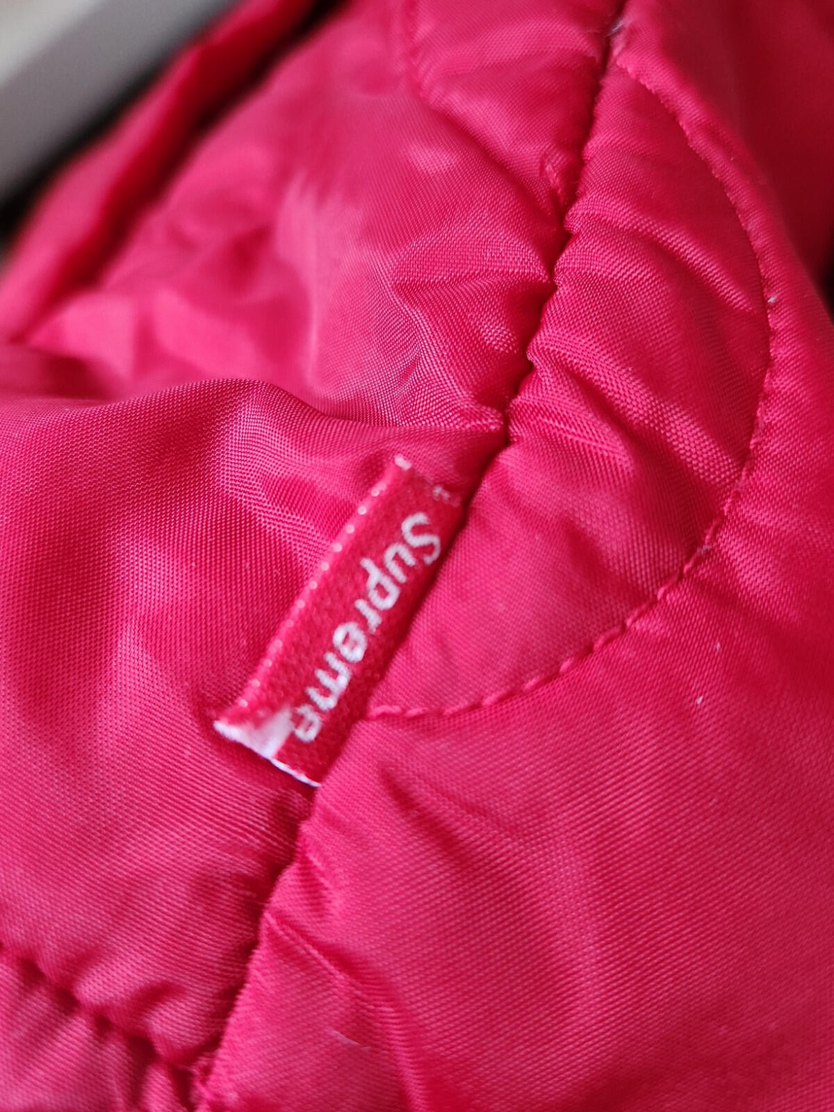 FW17 Supreme Quilted Liner Hooded Jacket M medium red I pledge allegiance coat