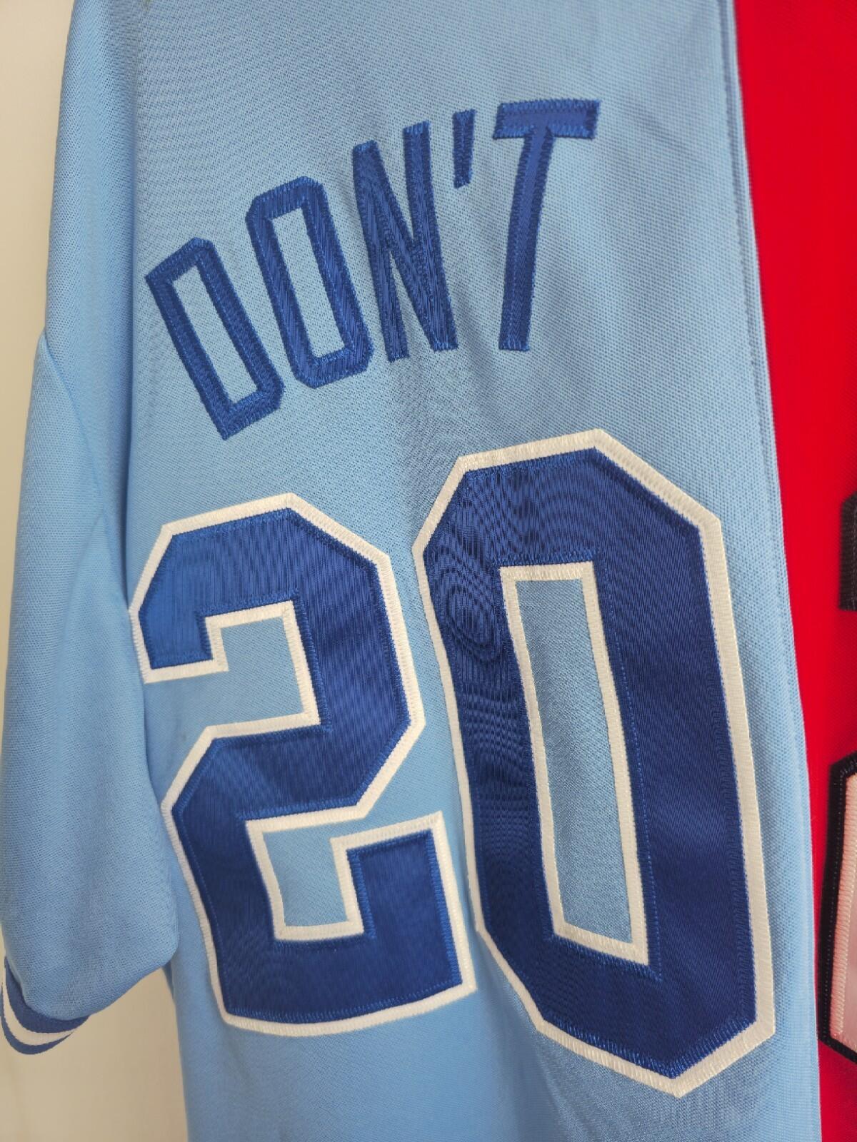 SS21 Supreme Don't Hate Baseball Jersey Size XL Red Blue Top