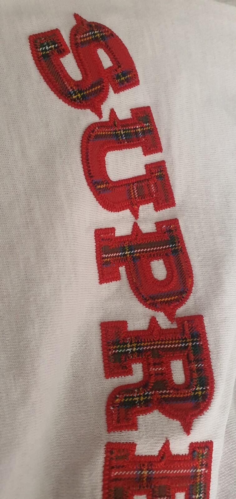 FW20 Supreme Plaid Appliqué S/S Top S Small T-shirt White Tee