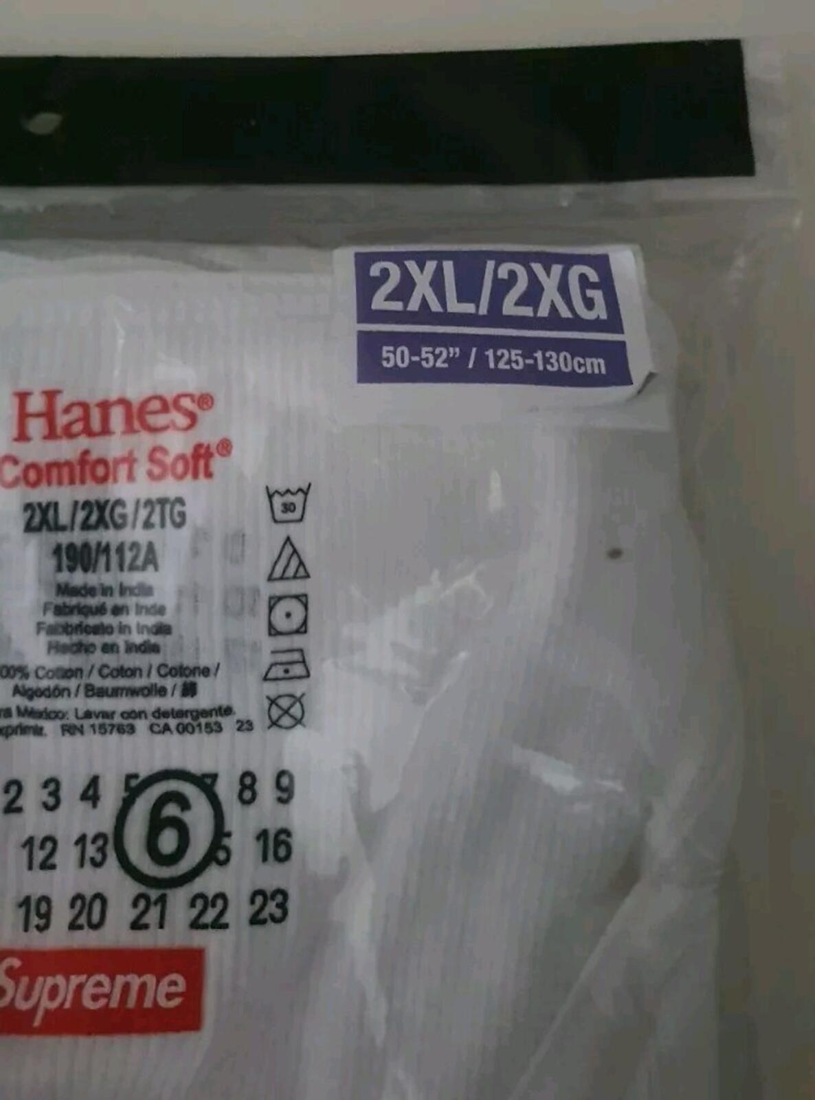 SS24 Supreme x MM6 Maison Margiel Hanes Tee (2 Pack) White Size XXL 2XL