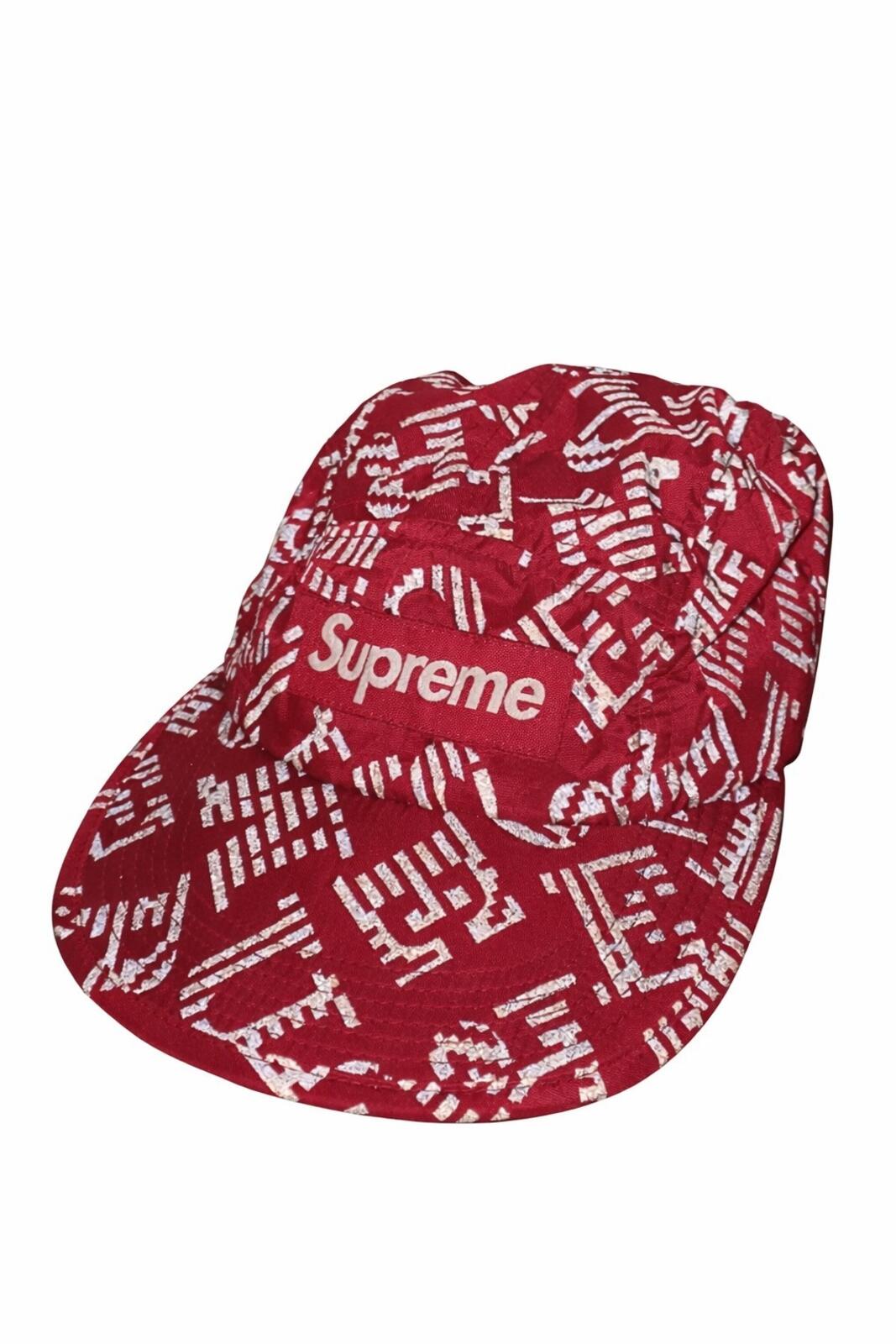 SS15 Supreme Reflective Soft Bill camp cap box logo red hat