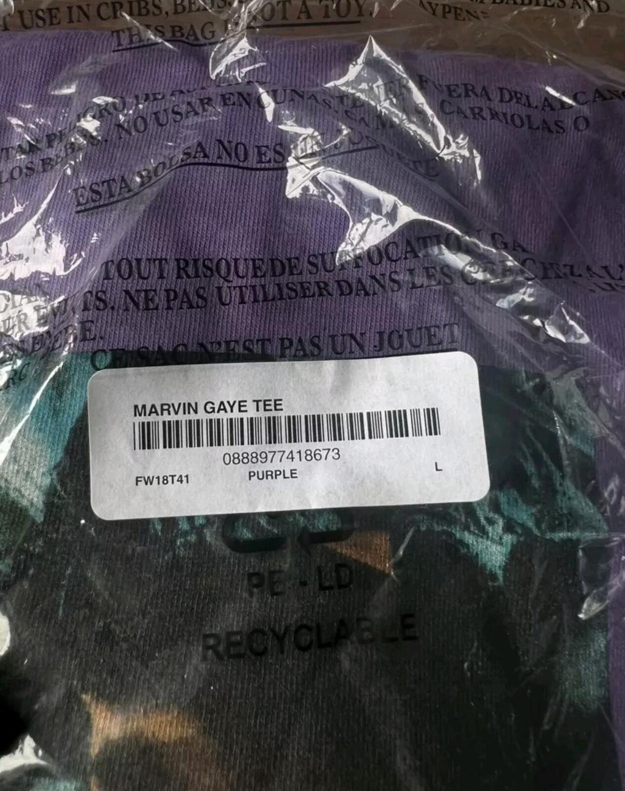 FW18 Supreme Marvin Gaye Tee Purple Size L
