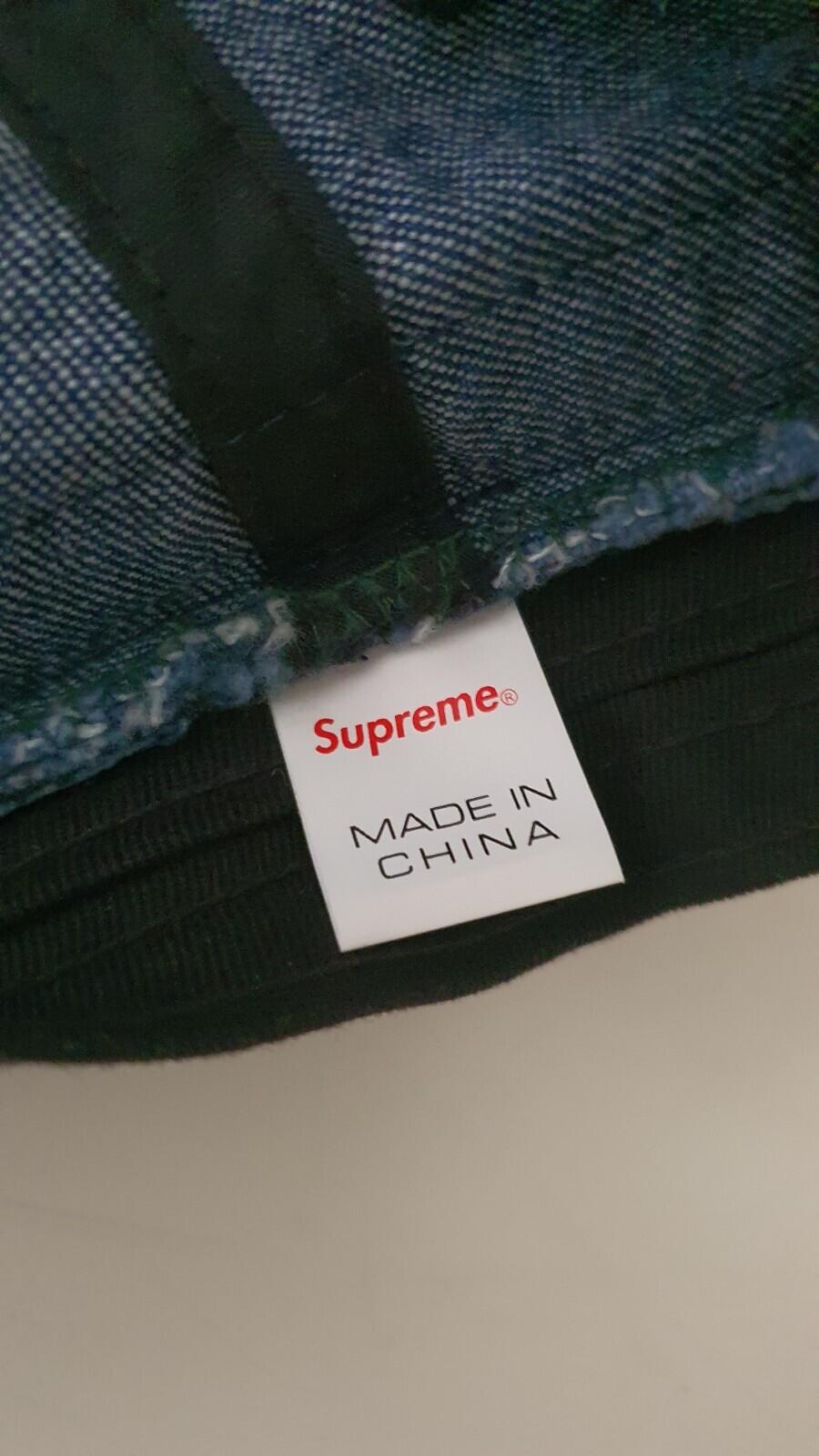 FW19 Supreme Jacquard Logo Taping crusher S/M Pocket bucket hat blue denim