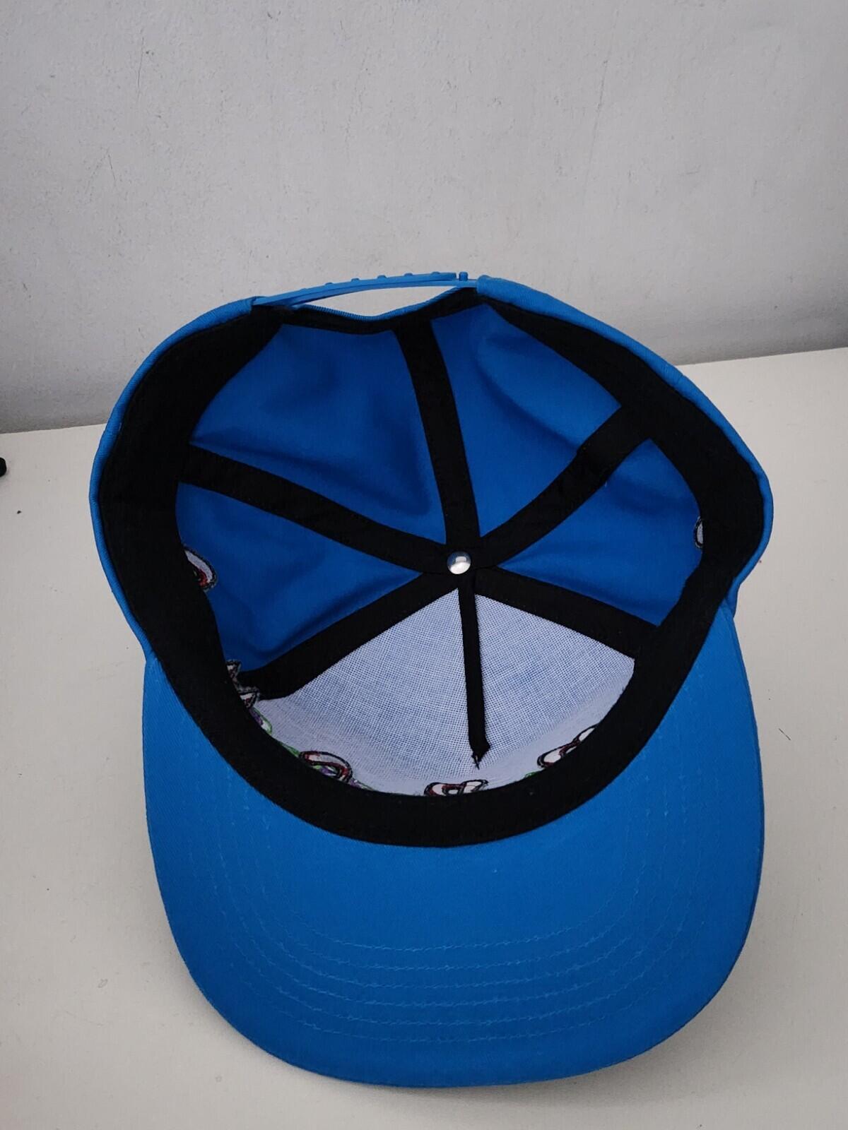 FW23 Supreme AOI Spellout 5-panel blue hat cap embroidered artwork by AOI