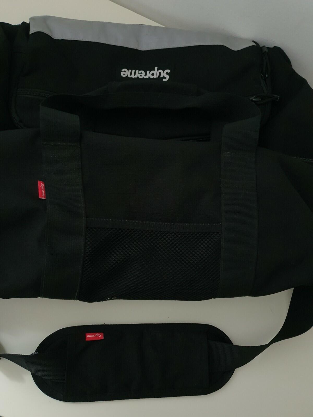 FW14 Supreme Hi Vis black duffle bag box logo Cordura messenger reflective Rare