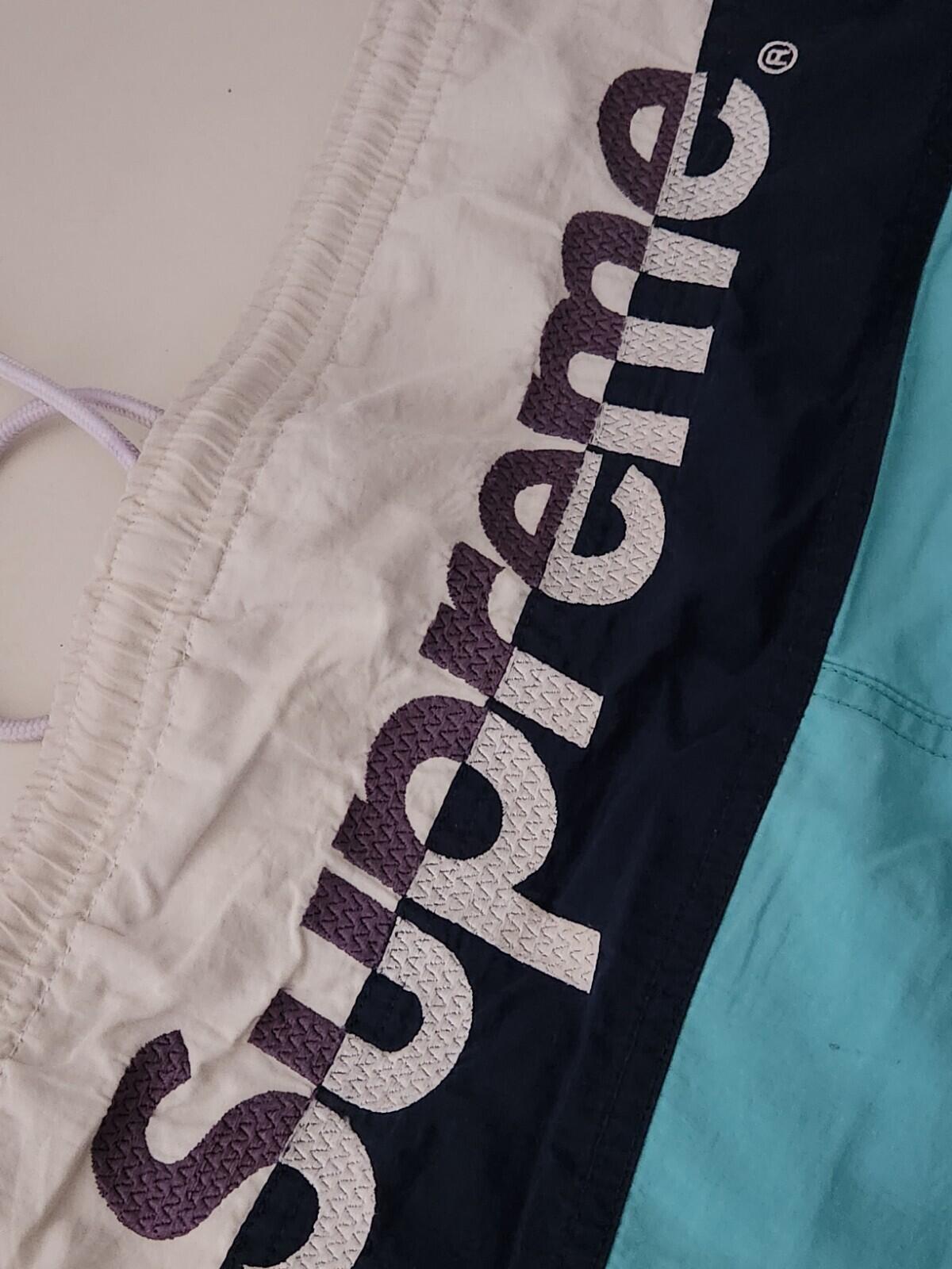SS17 Supreme Split Logo Water Short Nylon Shorts Größe L Groß Blau Weiß
