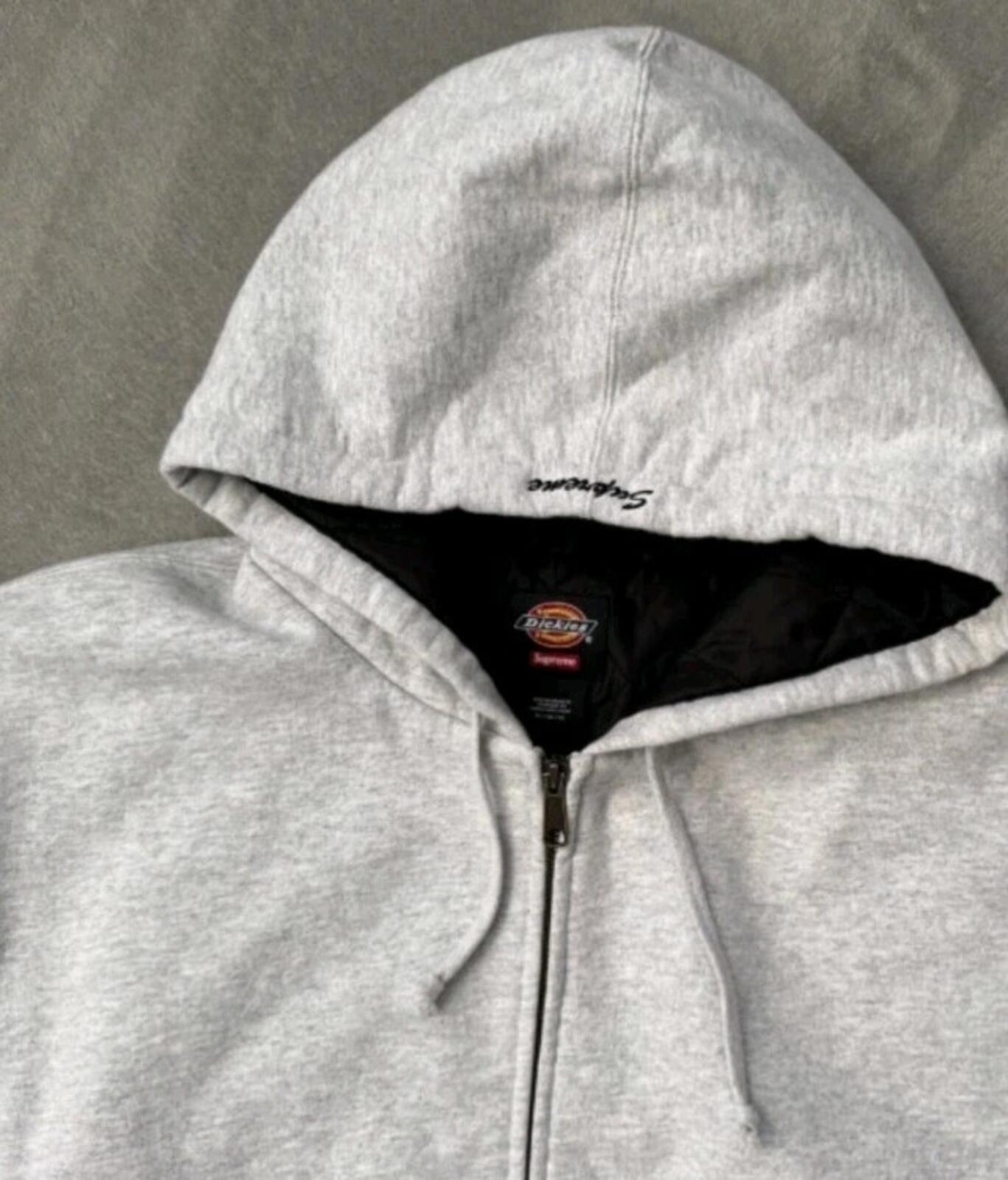 Sudadera con Capucha y Cremallera Acolchada Supreme x Dickies Otoño/Invierno 2024, Color Gris, Talla XL
