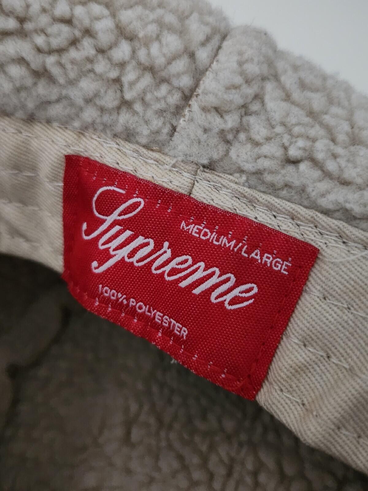 FW15 Supreme Faux Shearling Crusher Tan Stone winter hat Rare Size M / L
