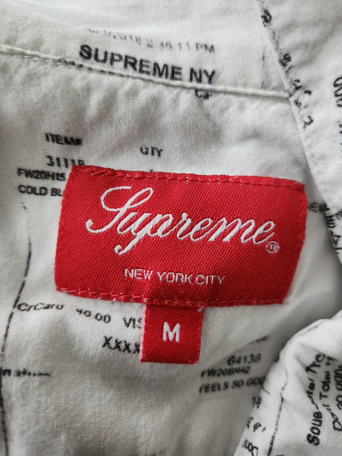 FW20 Supreme Receipts Rayon S/S Shirt Size M medium white short sleeved