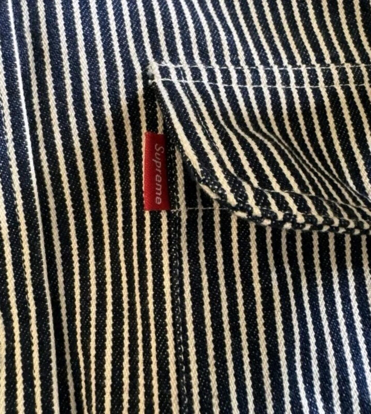 FW12 Supreme hooded denim shirt size S Small Striped black white 2012 vintage