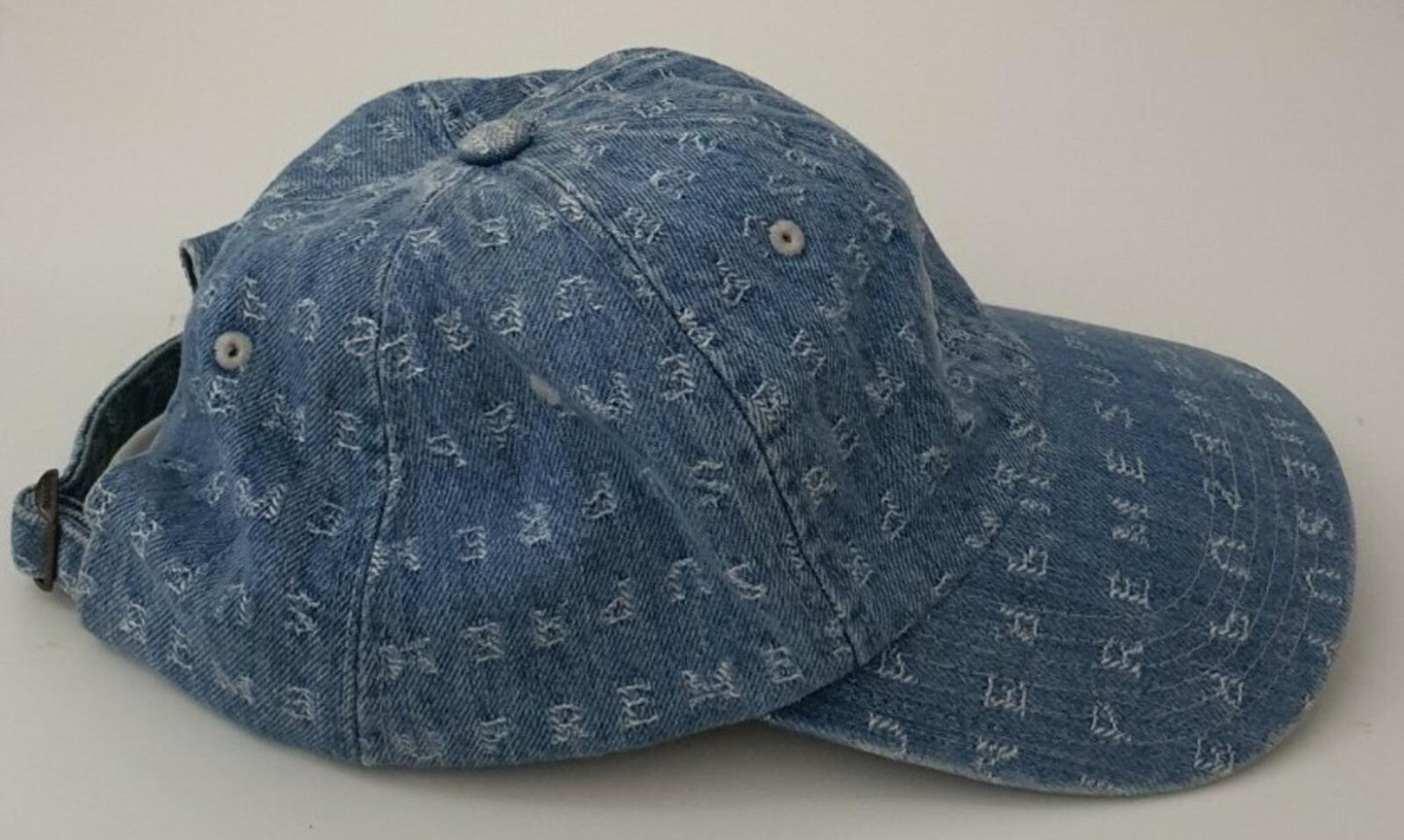 Gorra de 6 paneles de mezclilla con logotipos de Jacquard Supreme SS20, color azul