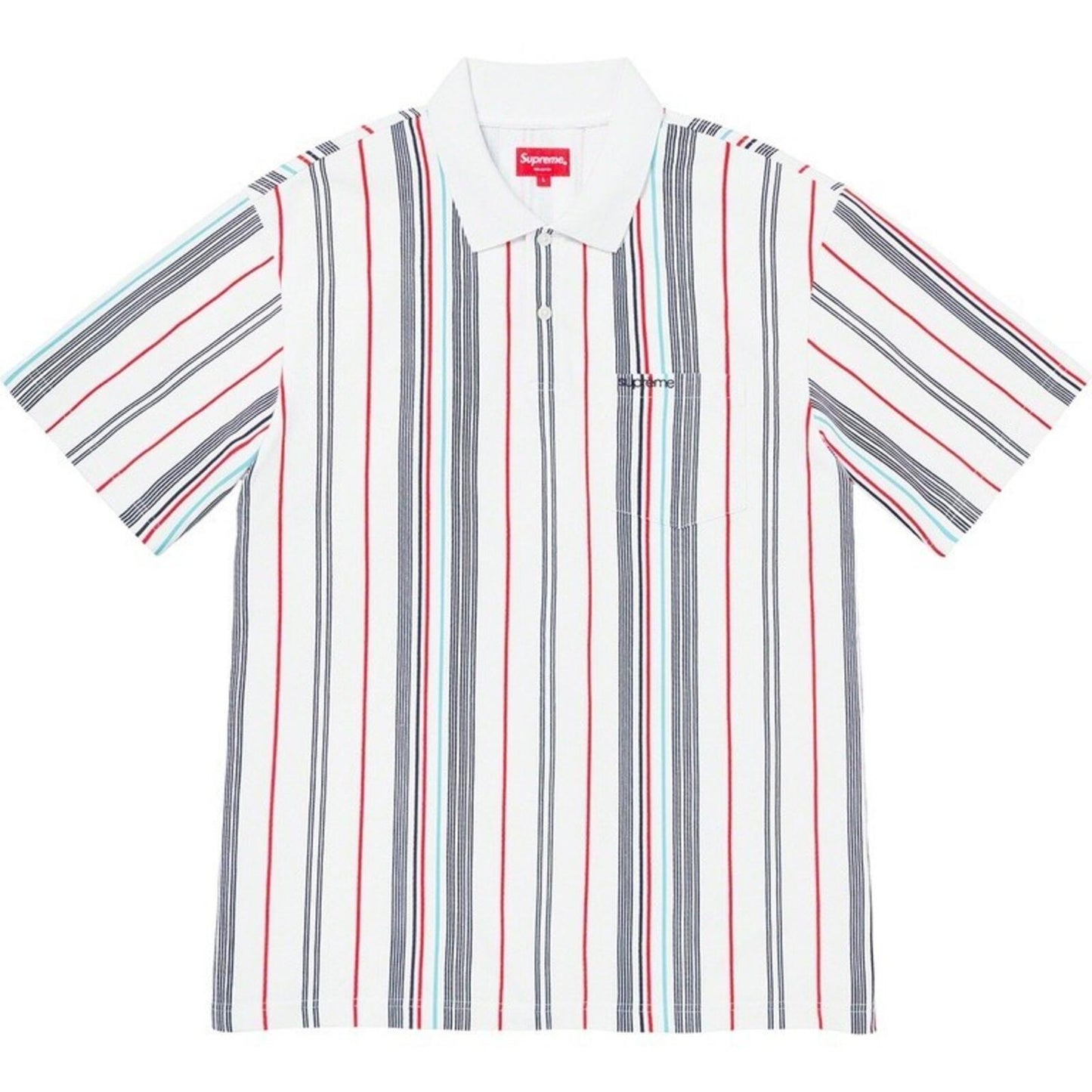 SS20 Supreme Vertical Stripe Polo Top Shirt White M
