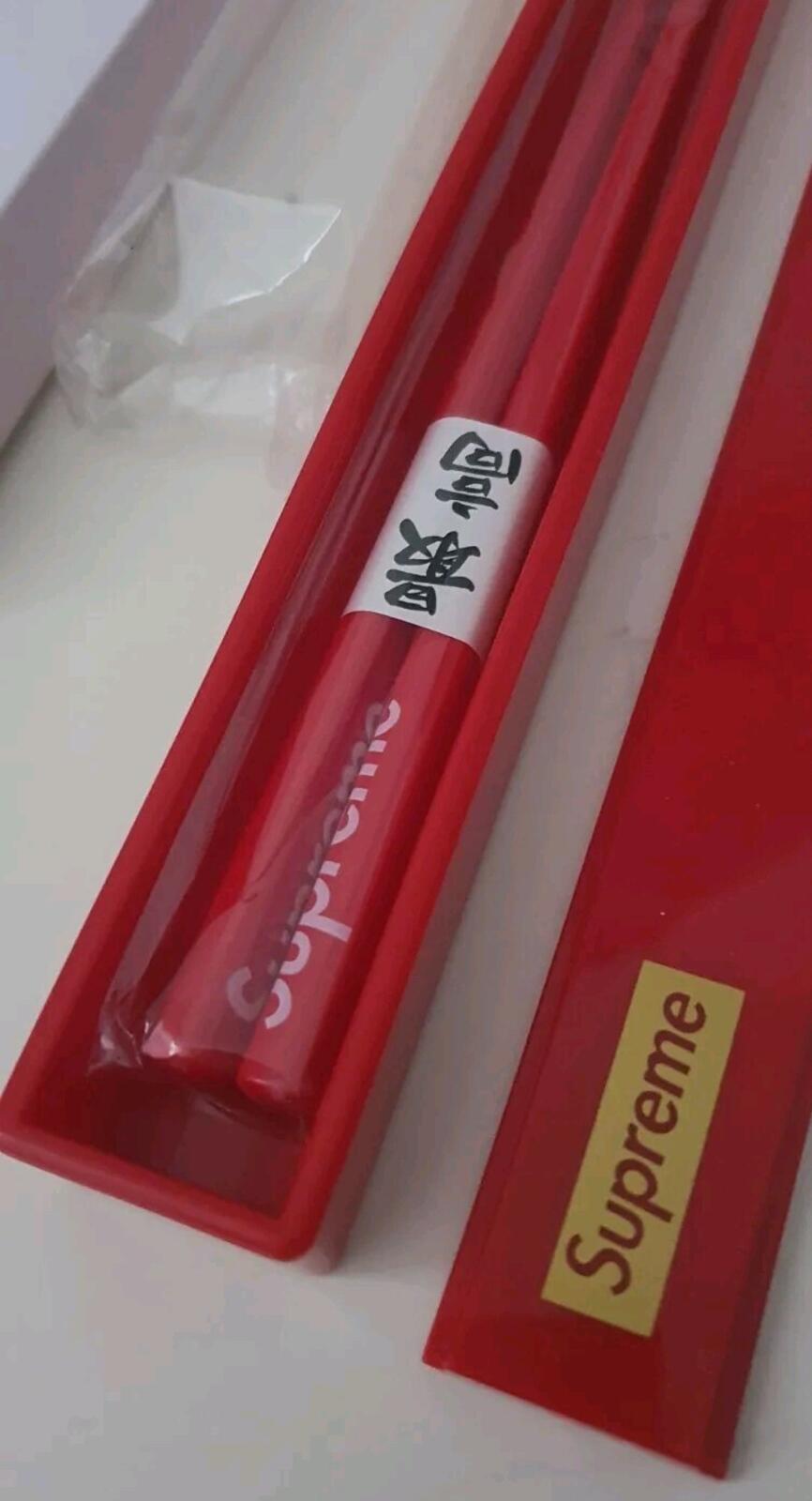 FW17 Supreme Enamel chopsticks and box Red Accessory New Chinese Asian