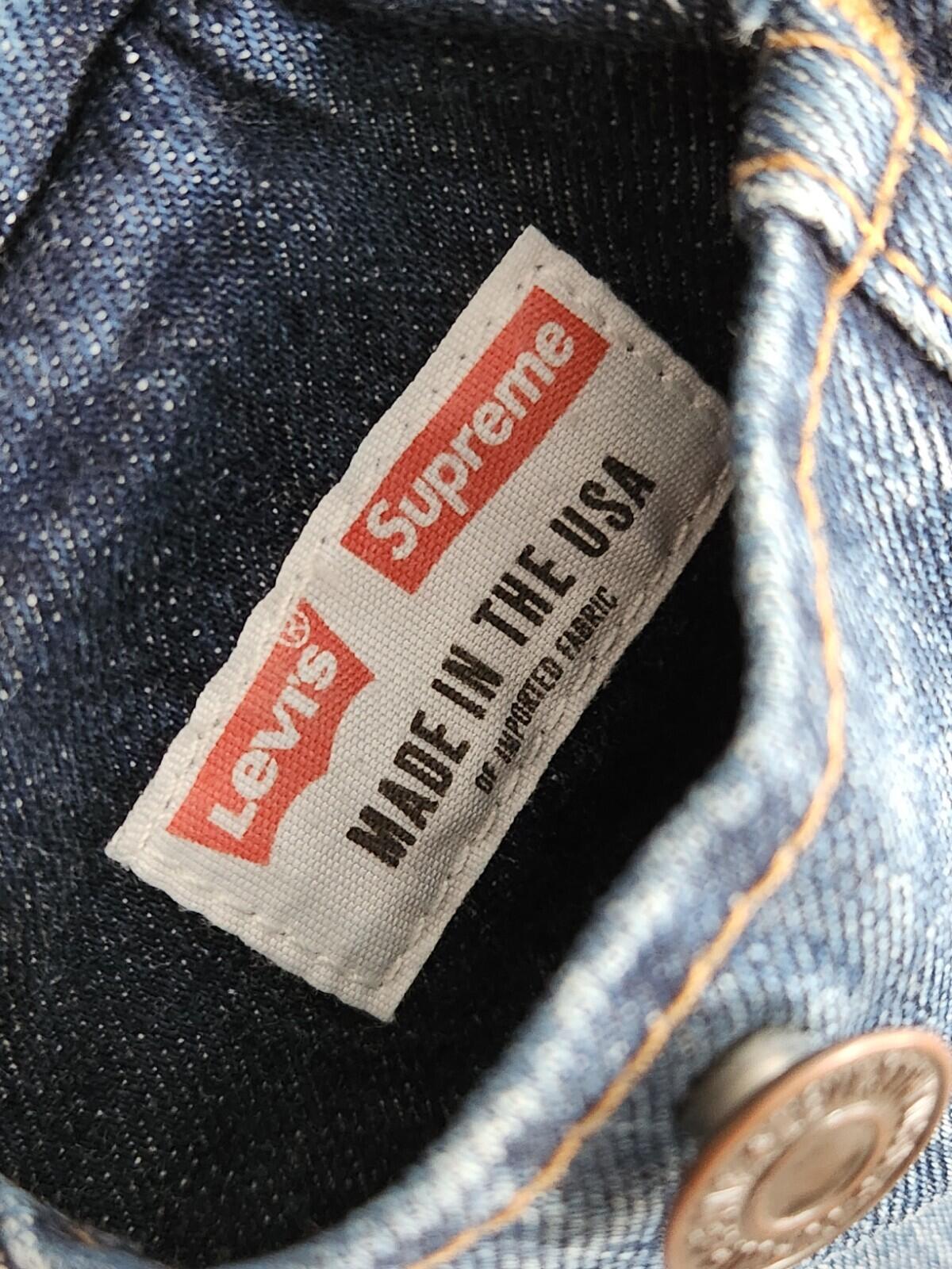 Chaleco vaquero FW14 Supreme x Levis talla XL, estampado a cuadros, azul Levi's, raro