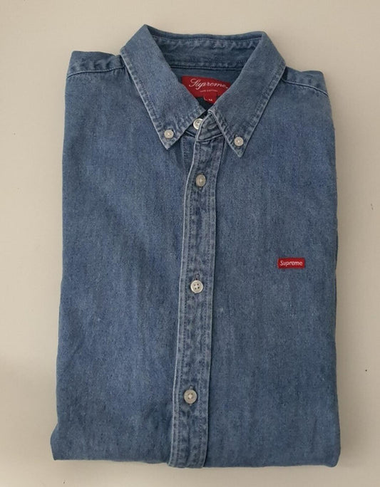 FW21 Supreme Small Box Denimhemd Blau Größe M Medium