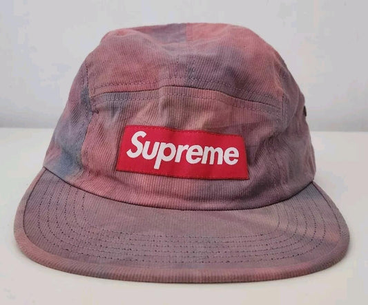 SS16 Supreme Marbled camp cap Red hat box logo Made In U.S.A