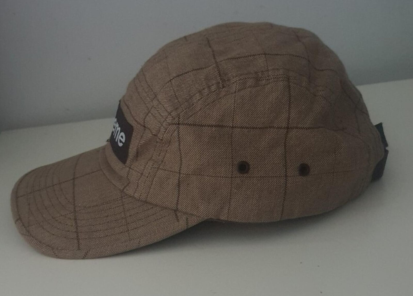 2002 Supreme Tweed Camp Cap Mütze Vintage Sehr selten Braun Beige