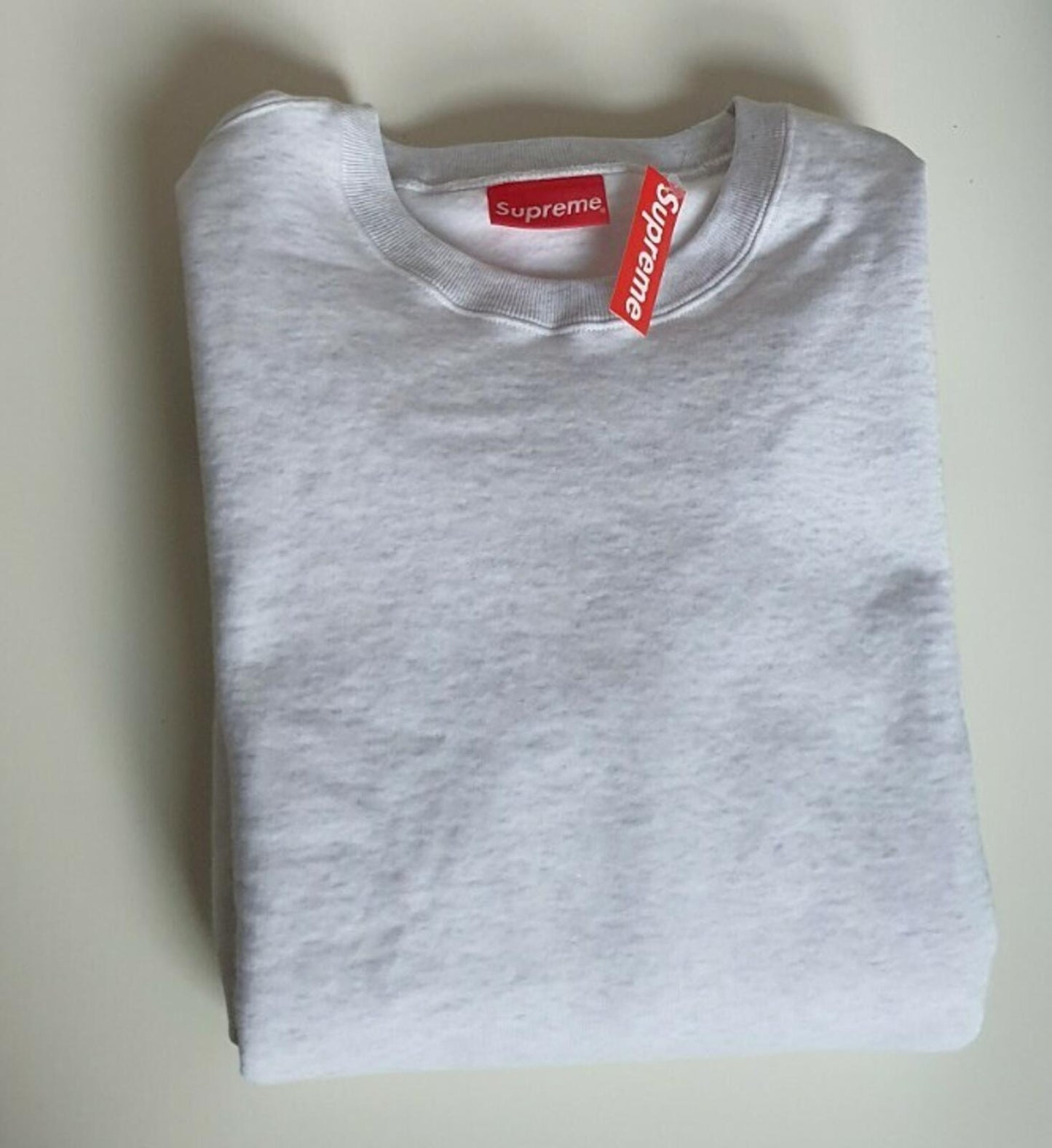 SS19 Supreme Rib Stripe Crewneck Ash Grey Size M