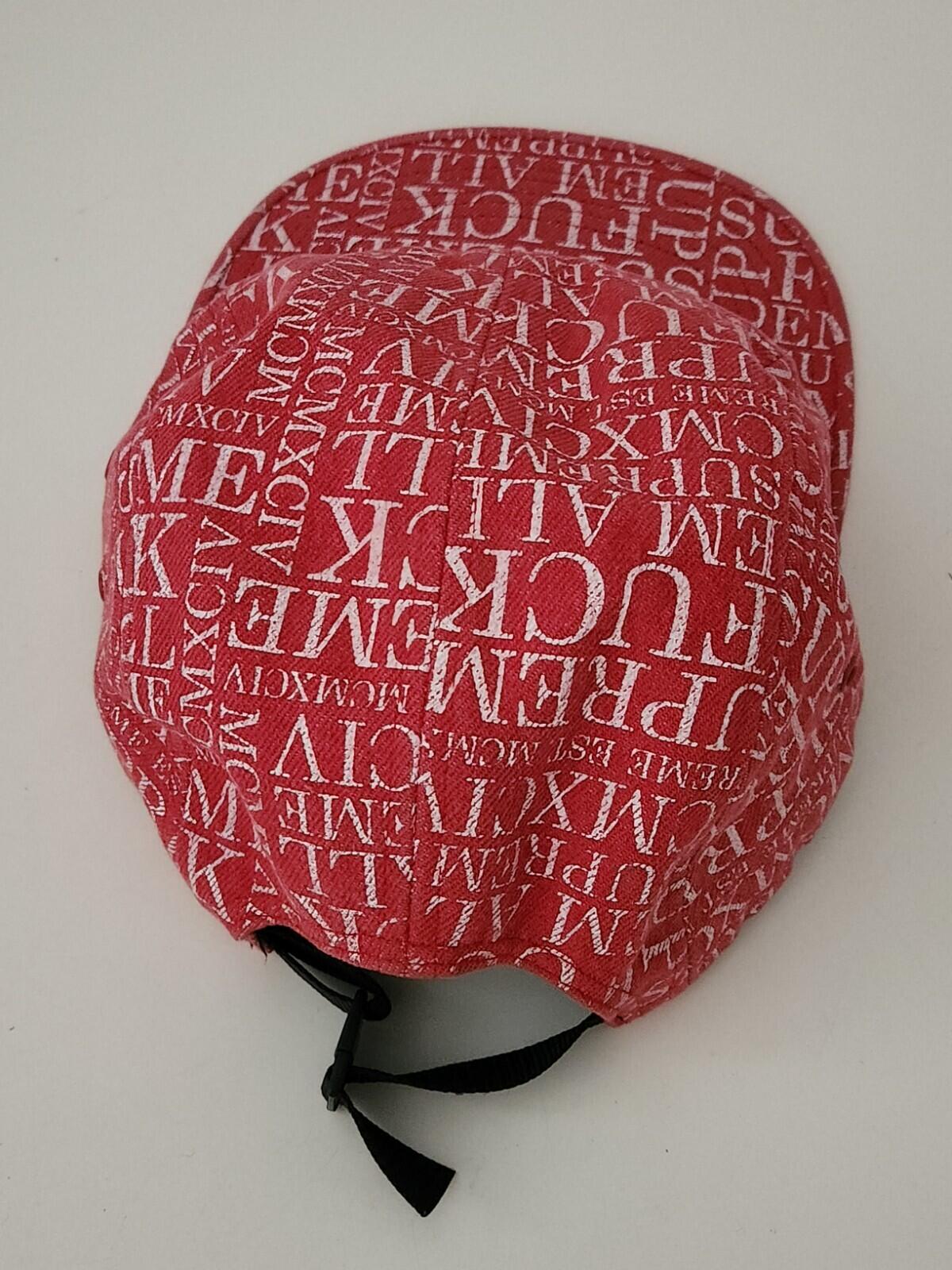 FW15 Supreme F UCK EM' ALL denim camp cap Red hat box logo