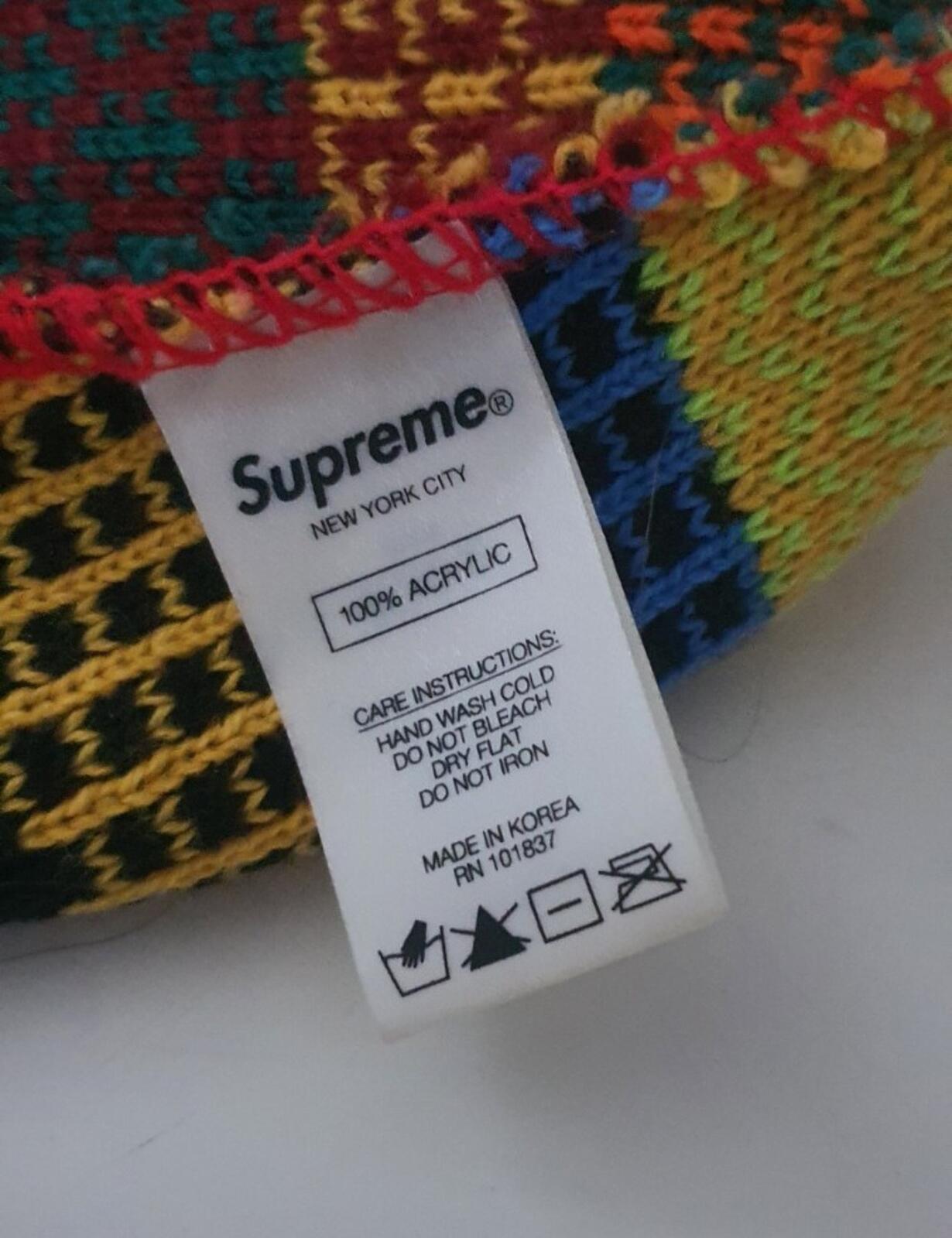 FW20 Supreme Multi Pattern beanie Multicolour Hat Acrylic