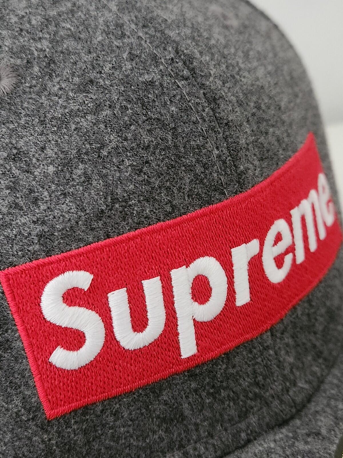 FW11 Supreme Loro Piana Box Logo New Era Grey Wool Cashmere hat 7 1/4 Vintage