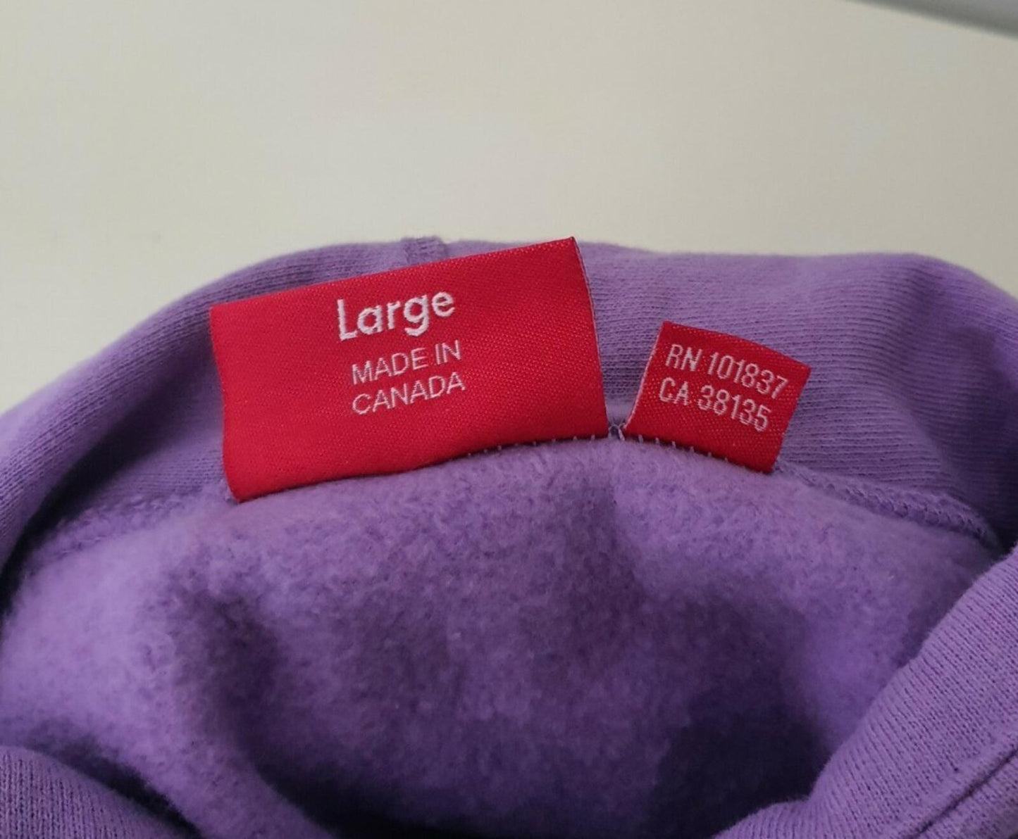 SS18 Supreme Sleeve Embroidery Hooded Sweatshirt Violet Size L
