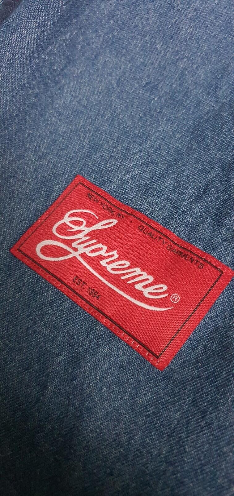 SS21 Supreme Patches Denim Baseball Jersey size S small