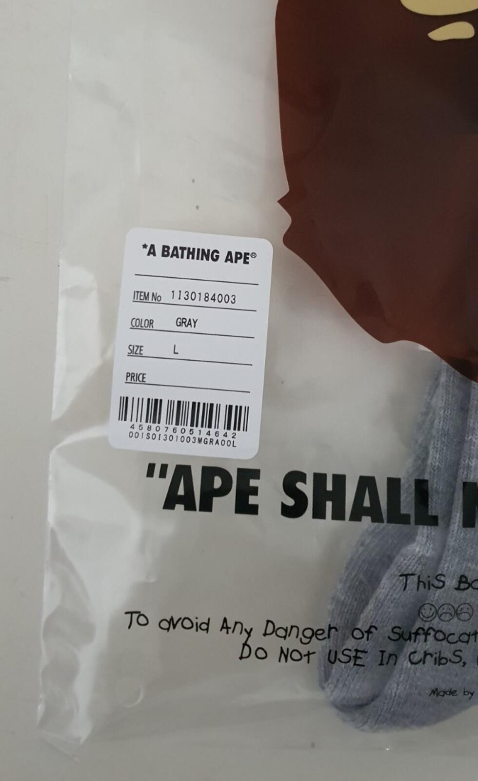A BATHING APE Ape Shark graue Socken L groß UK 9-11 Japan BAPE grau Neu