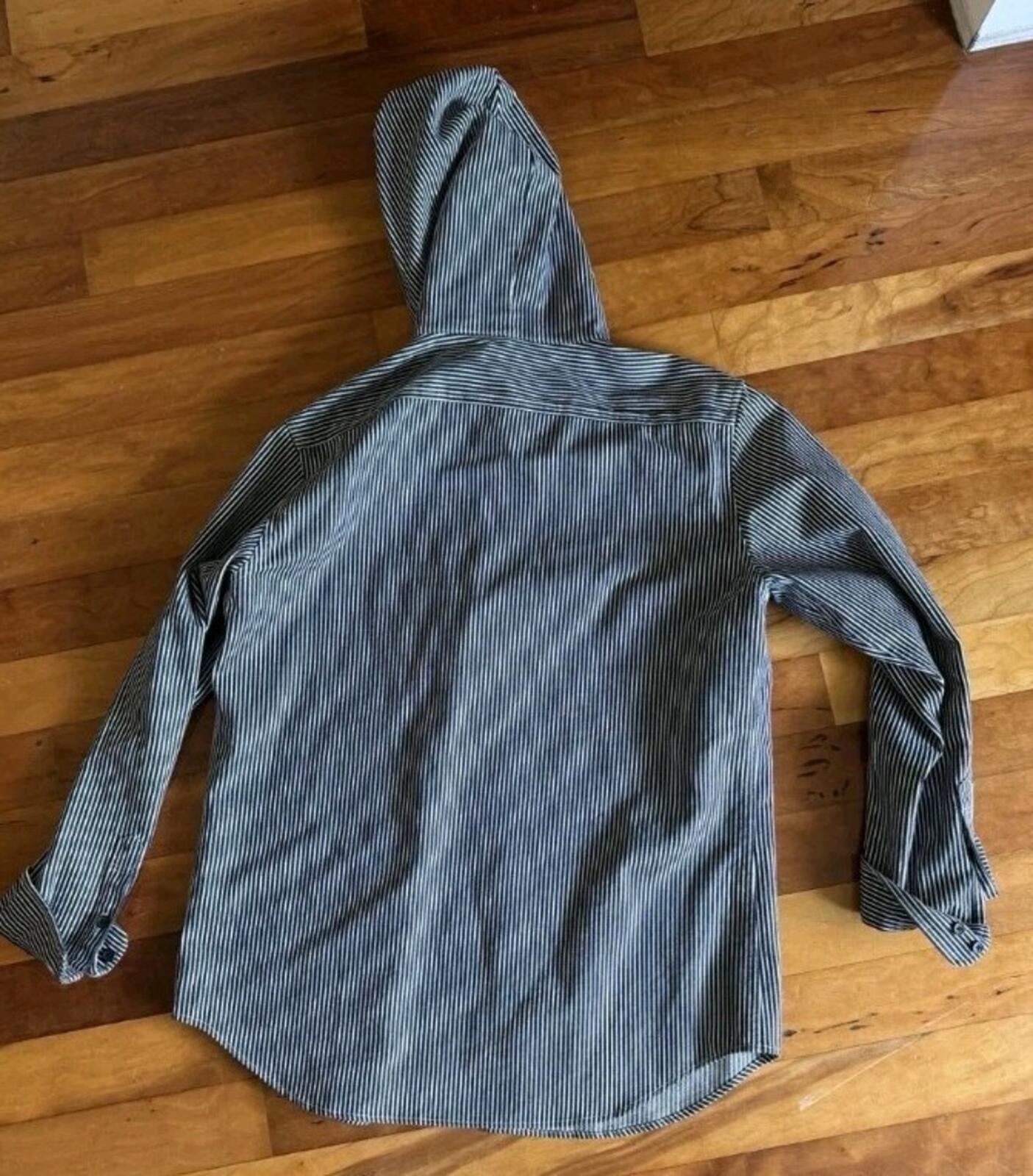 FW12 Supreme hooded denim shirt size S Small Striped black white 2012 vintage