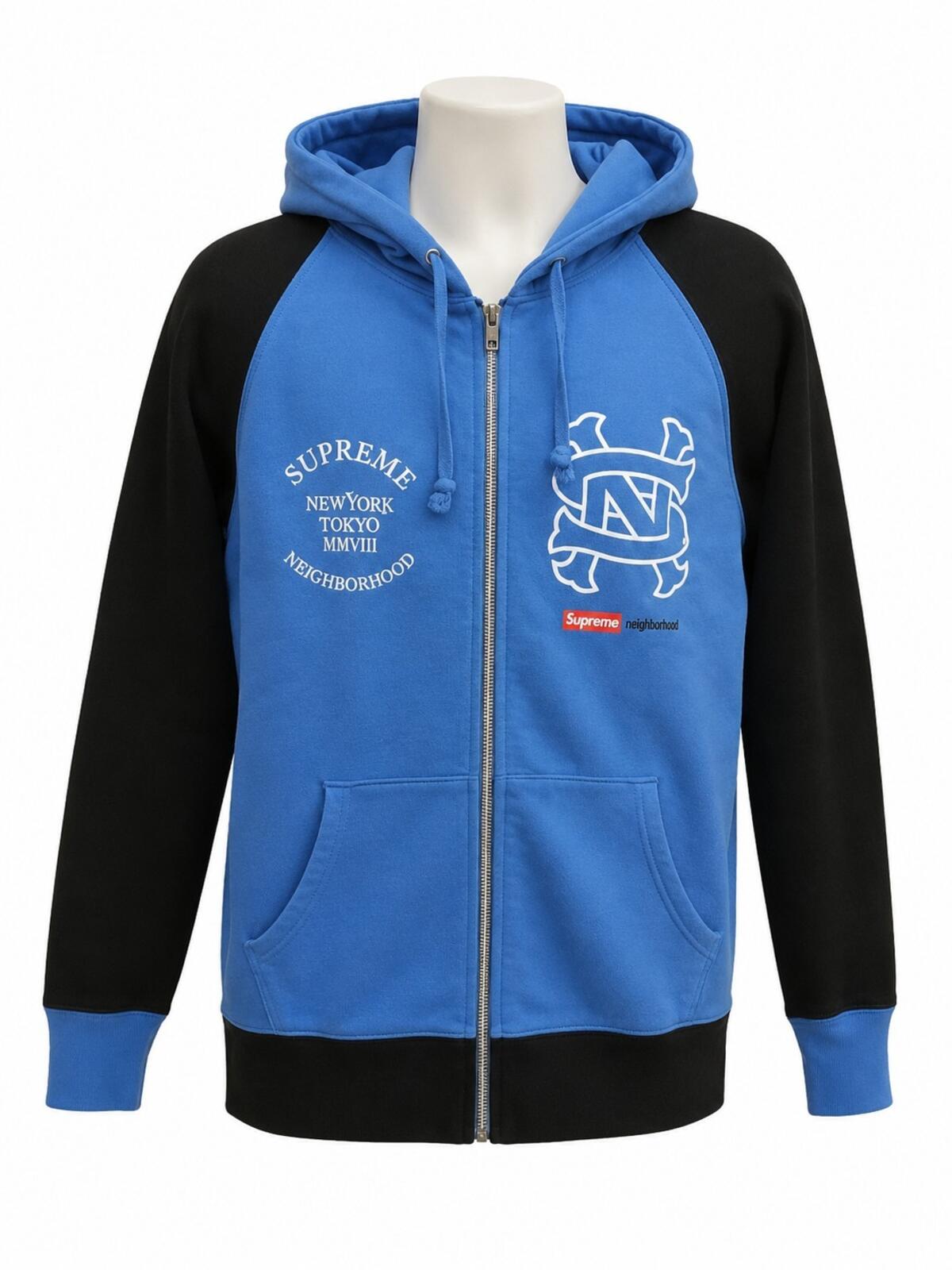 SS09 Supreme Neighborhood Zip Up Hooded Sweatshirt Blue Size XL 4