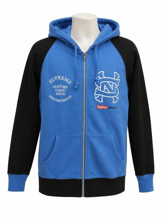 SS09 Supreme Neighborhood Zip Up Hooded Sweatshirt Blue Size XL 4