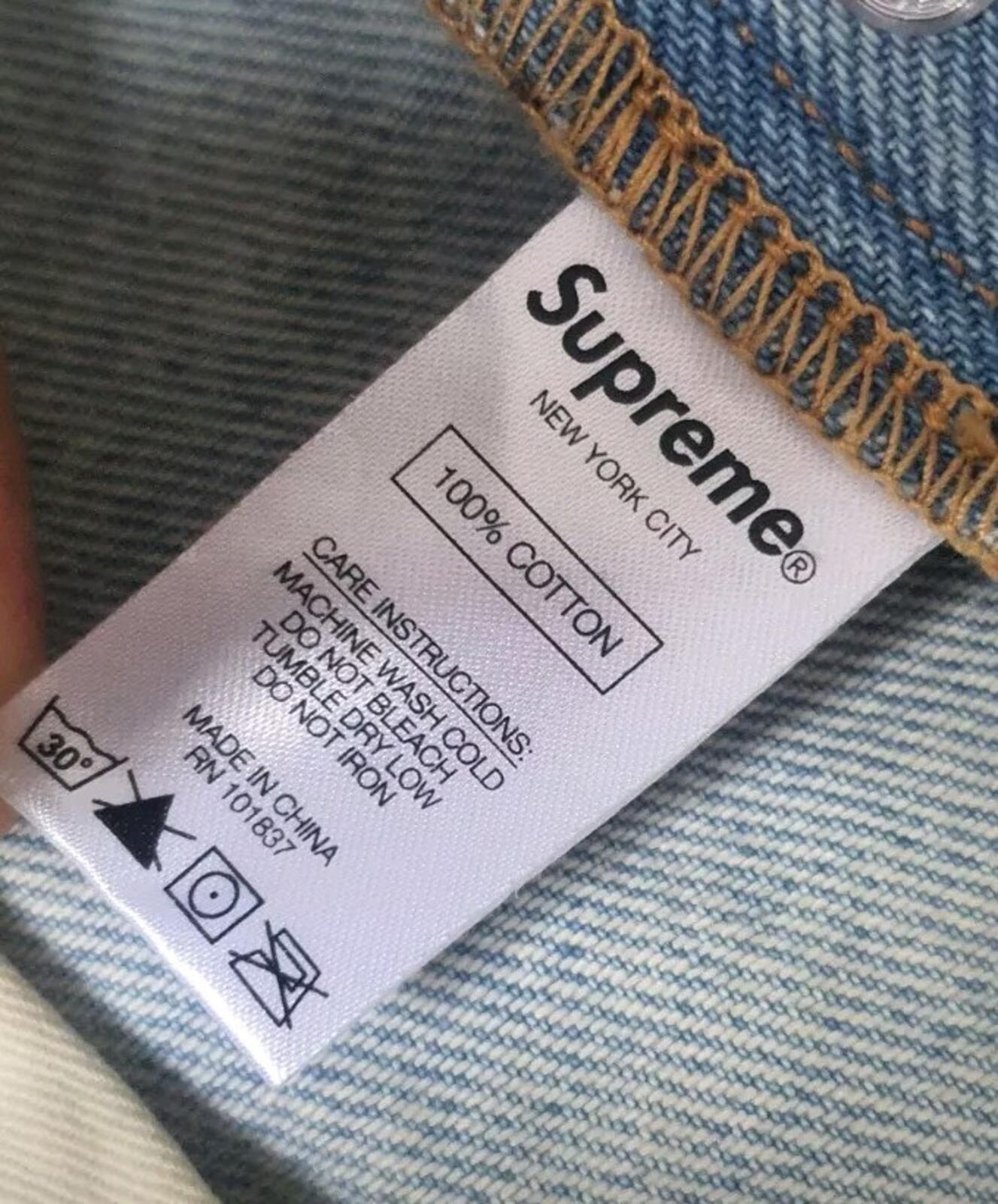 FW22 Supreme Black Ark Regular Jeans 32 W32 L32 blue denim