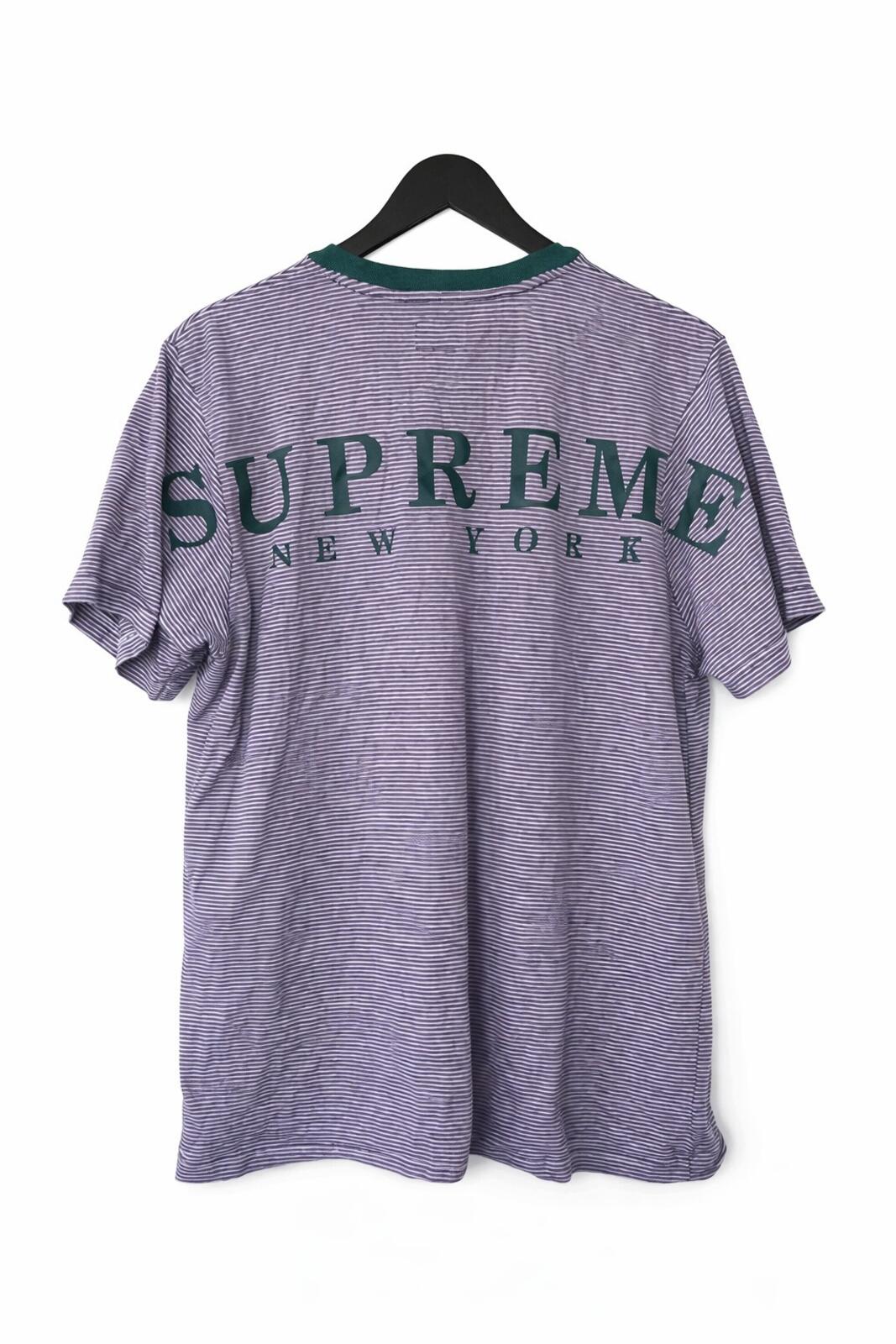 SS17 Supreme Micro Stripe Tee Purple Size L
