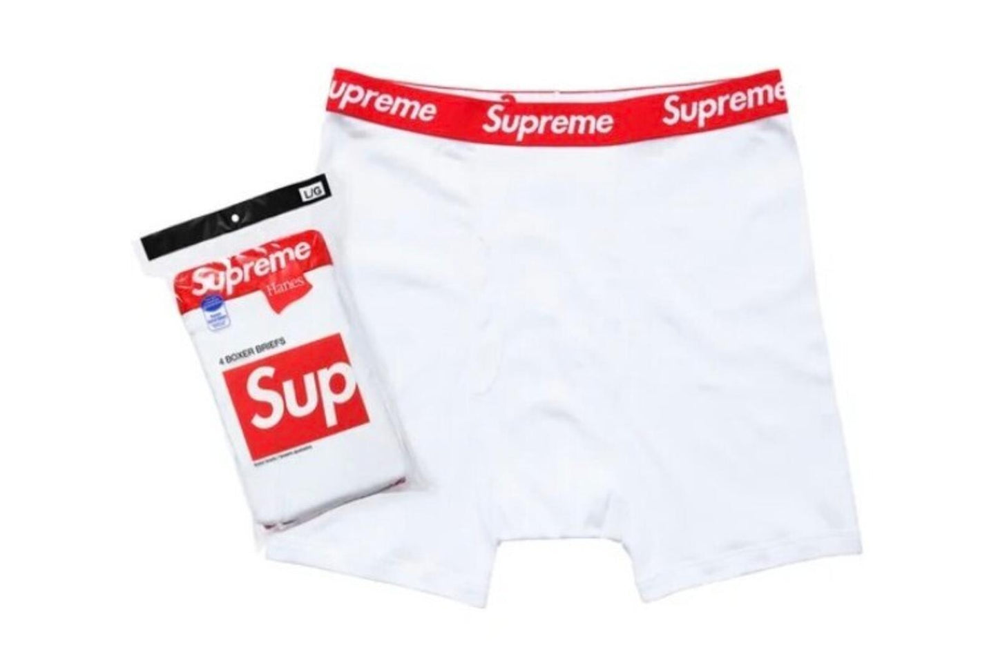 FS24 Supreme Hanes weiße Boxershorts (4er-Pack) M Medium Neu ungeöffnet Unterwäsche