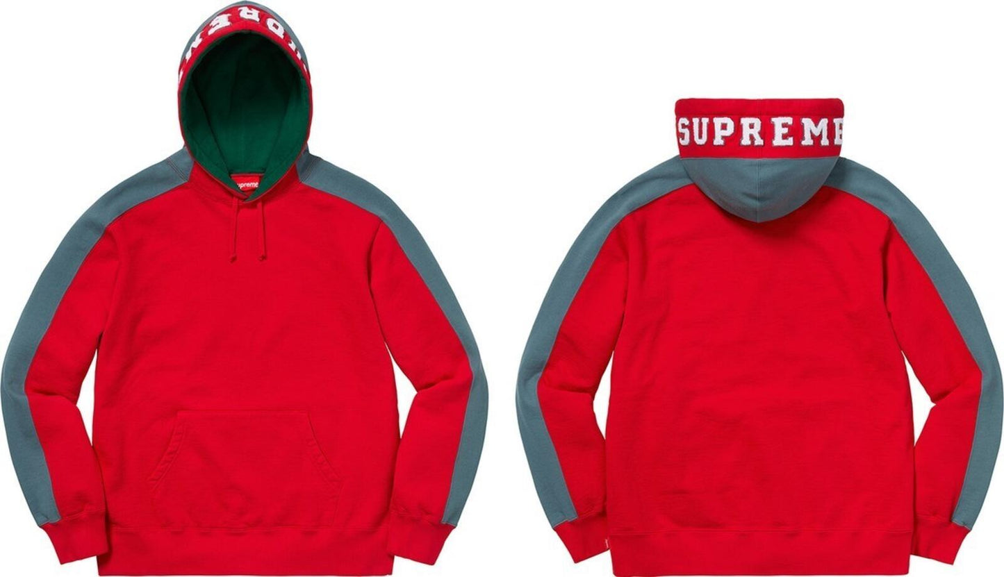 FW18 Supreme Panelled Hooded Sweatshirt Red Size L